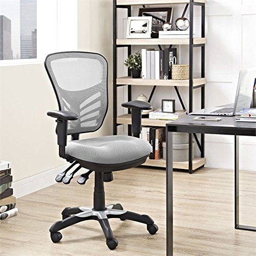 Hawthorne Collections Gray Mesh Fabric Office Chair - Ergonomic Desk Chair for Home & Office Workspace, Comfortable Computer Chair for Long Hours Sitting