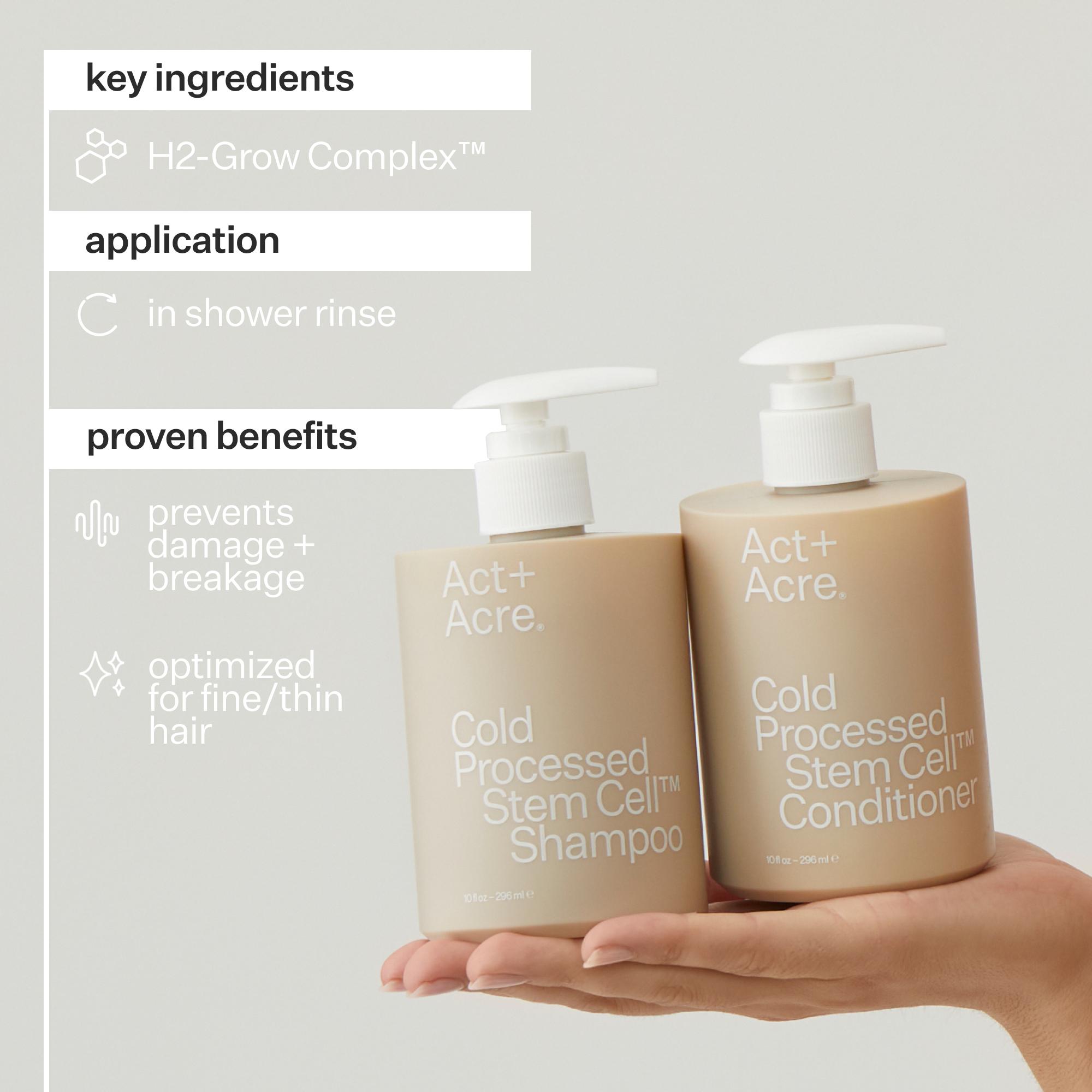 Act+Acre Stem Cell Hair Conditioner for Damaged Hair - Repair & Hydrate Dry, Frizzy Hair - Perfect for Daily Use & Post-Color Treatment