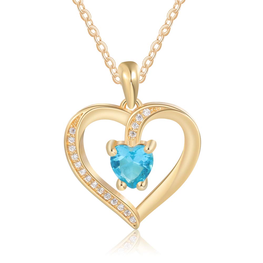 Custom Heart Necklace with Birthstone & Name Engraving - Personalized Jewelry Gift for Women, Wife, Girlfriend - Mother's Day, Anniversary, Birthday & Valentine's Day Present - Perfect for Romantic Dates, Proposals & Special Occasions - Elegant Everyday Wear & Thoughtful Gift Giving
