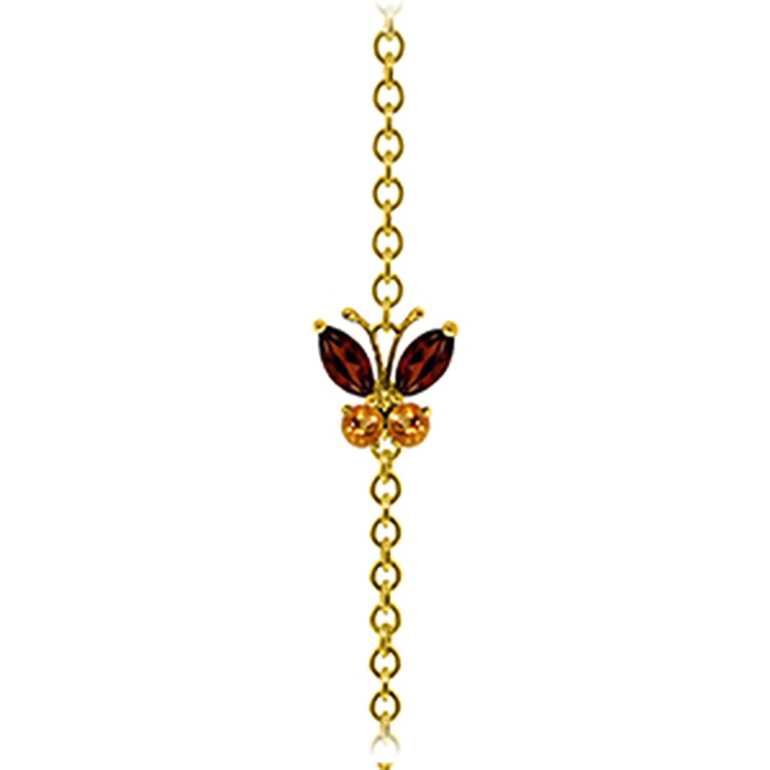 14K Solid Gold Flutter Bracelet with 0.6 CTW Garnet & Citrine - Elegant Galaxy Gold GG Jewelry for Women - Perfect for Weddings, Anniversaries & Special Occasions