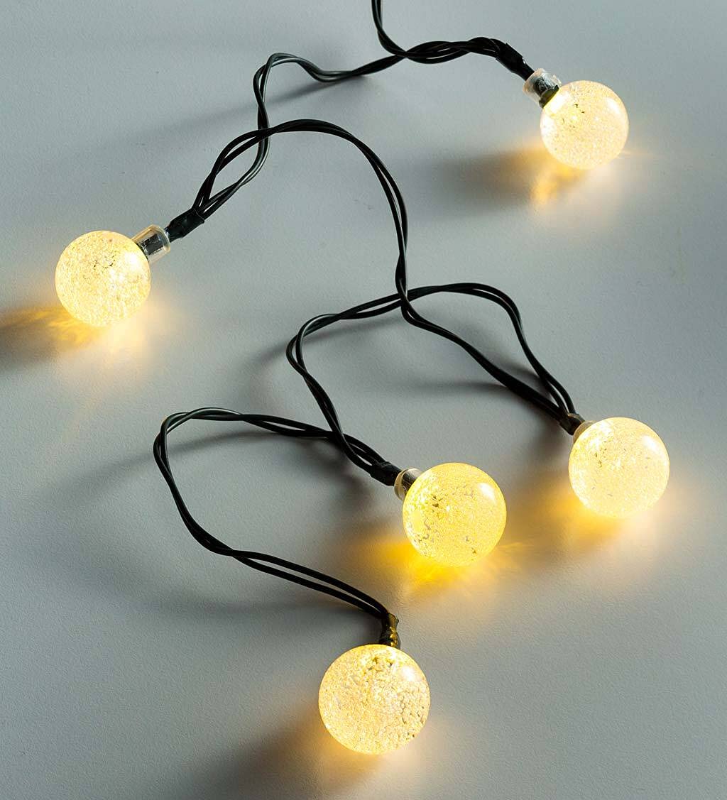 50 Warm White LED Solar Ball String Lights - 30ft Green Cord, 6 Lighting Modes, No Wiring Needed | Outdoor Patio, Garden, Wedding & Party Decorations