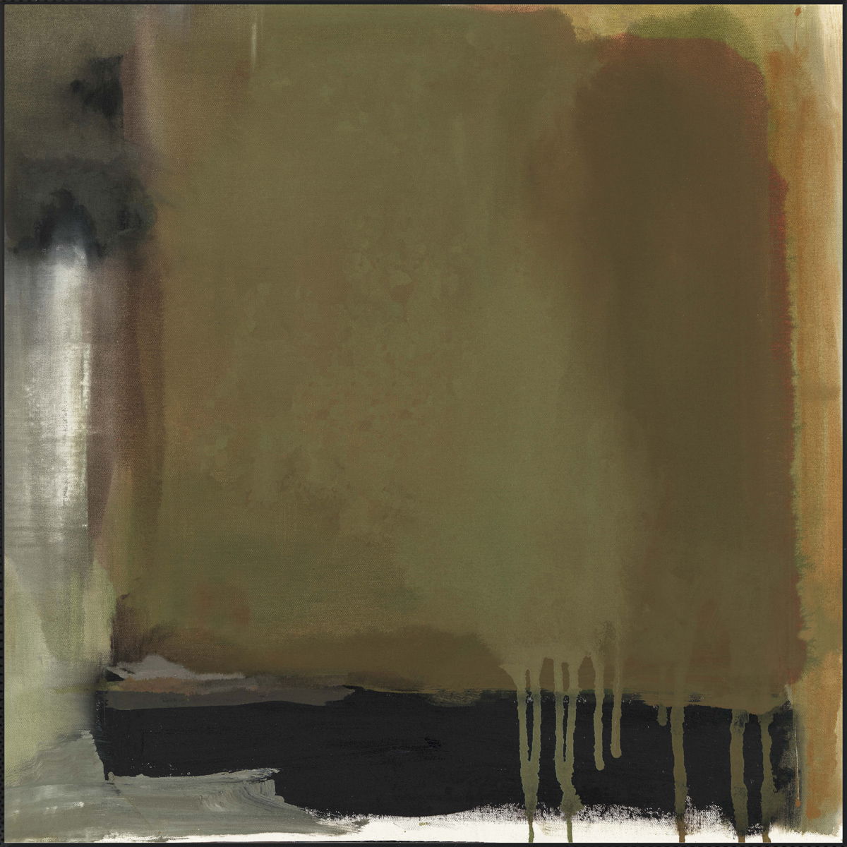 Buddy Whitlock 60x60 Dark Green Abstract Painting - Modern Wall Art for Living Room, Bedroom & Office Decor