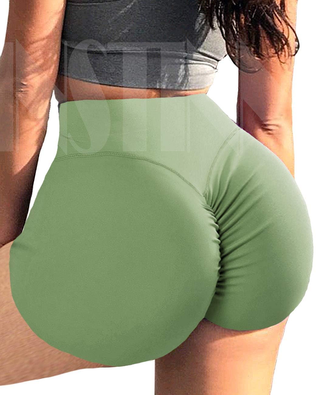 CFR Women's High Waist Scrunch Butt Lifting Workout Shorts - Gym & Fitness Athletic Shorts for Summer - Green XS | Perfect for Yoga, Running & Beach Wear