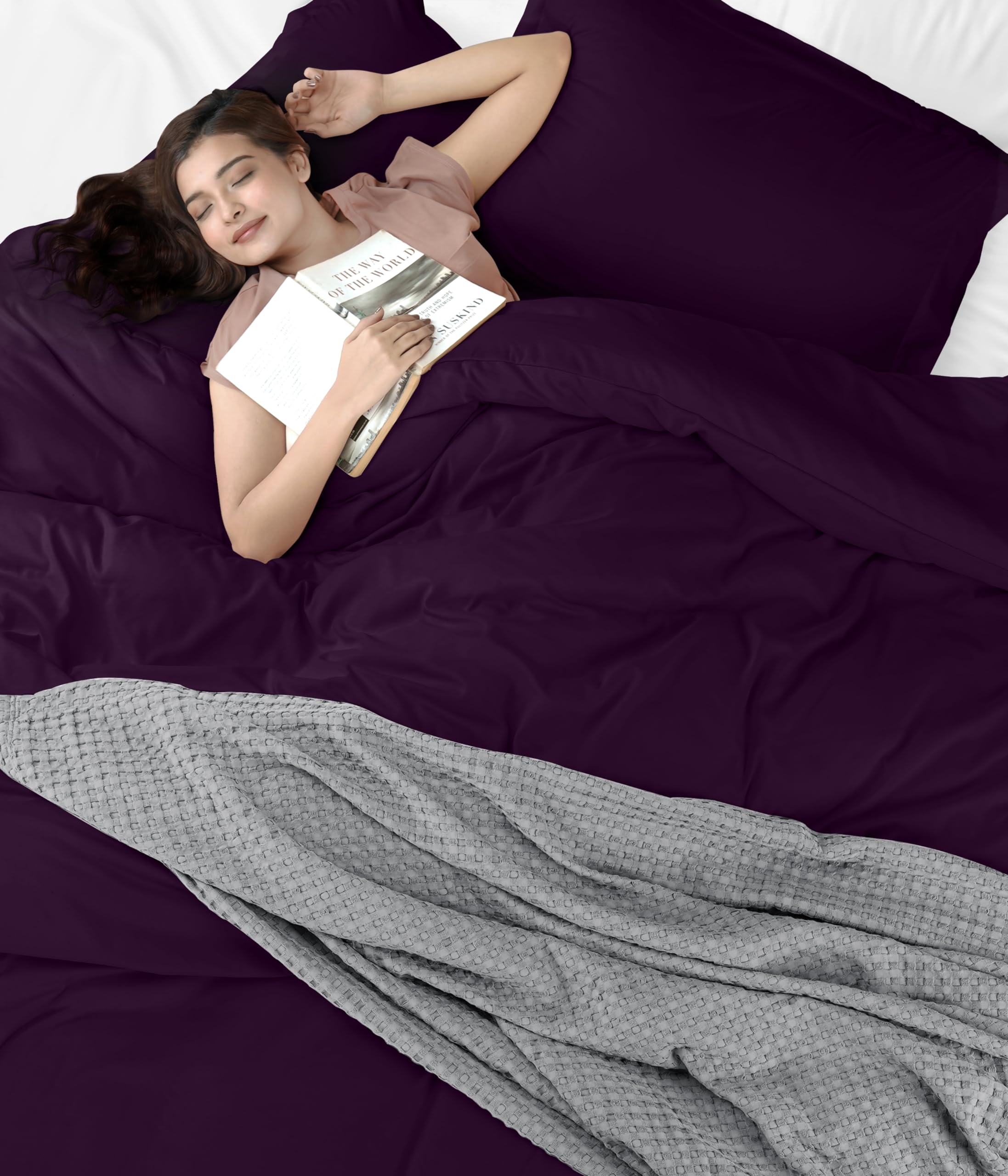 Utopia Bedding King Size Duvet Cover Set - 1 Duvet Cover & 2 Pillow Shams (3-Piece) | Soft Brushed Microfiber with Zipper Closure | 104x90 Inches | Purple | Perfect for Master Bedroom, Guest Room & Luxury Hotel Style Bedding