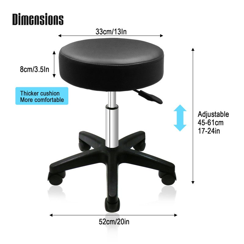 RS491/2 Choice Hydraulic Adjustable Height Rolling Stool - Ergonomic Rolling Chair for Dental Office, Salon, Tattoo Studio & Home Use