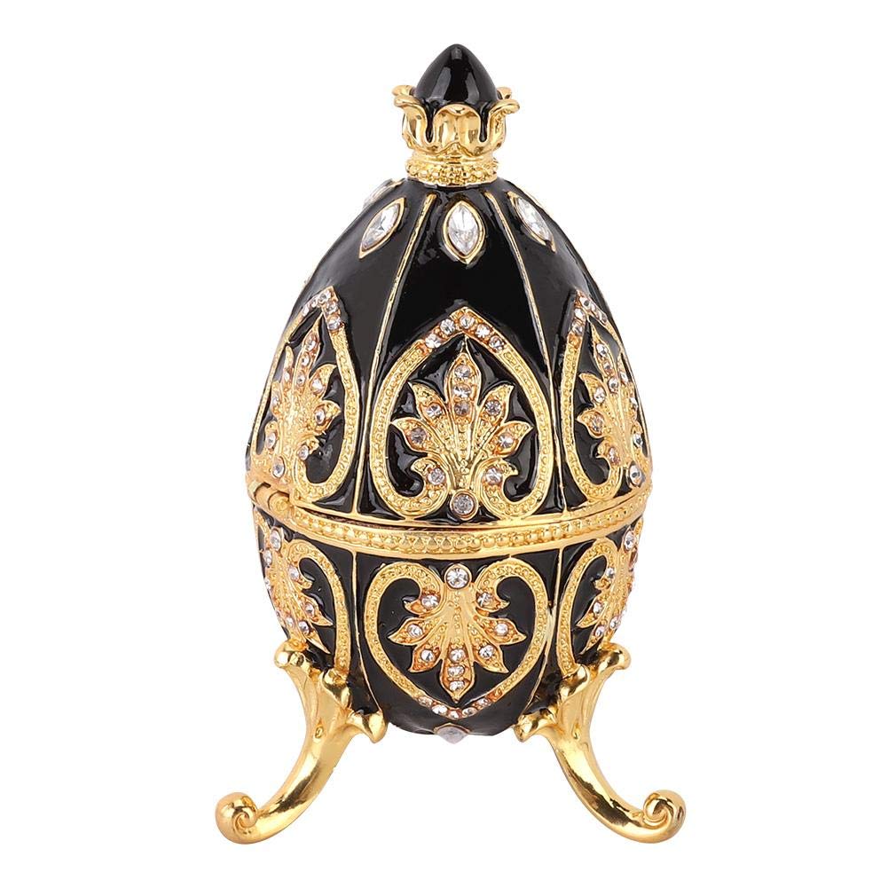Vintage Egg Trinket Box - Hand Painted Enamel Jewelry Storage Box, Limited Edition Collectible Gift for Women, Unique Home Decor & Display Piece (Soot Black) | Perfect for Jewelry Organization, Vintage Collection Display, and Elegant Home Decor