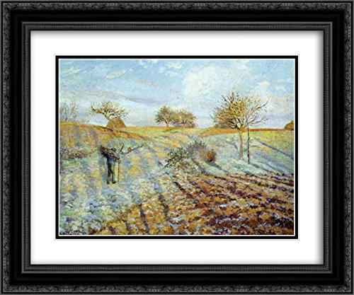 Camille Pissarro Museum Art Print - 24x20 Black Ornate Framed Double Matted Gelée Blanche Painting - Perfect for Living Room, Bedroom & Office Wall Decor