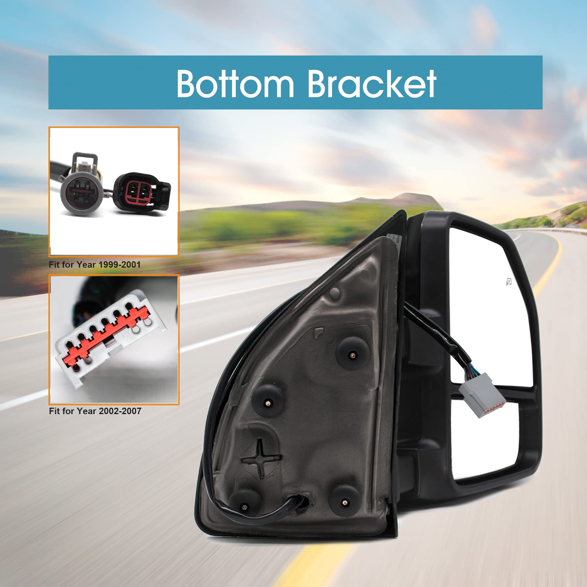 BOOLEE Power Heated Towing Mirrors with Turn Signal & LED Clearance Light - Compatible with Ford F-250 F-350 F-450 F-550 Super Duty 1999-2007 - Chrome Cap Pickup Truck Accessories for Enhanced Visibility & Safety While Towing Trailers or Large Loads
