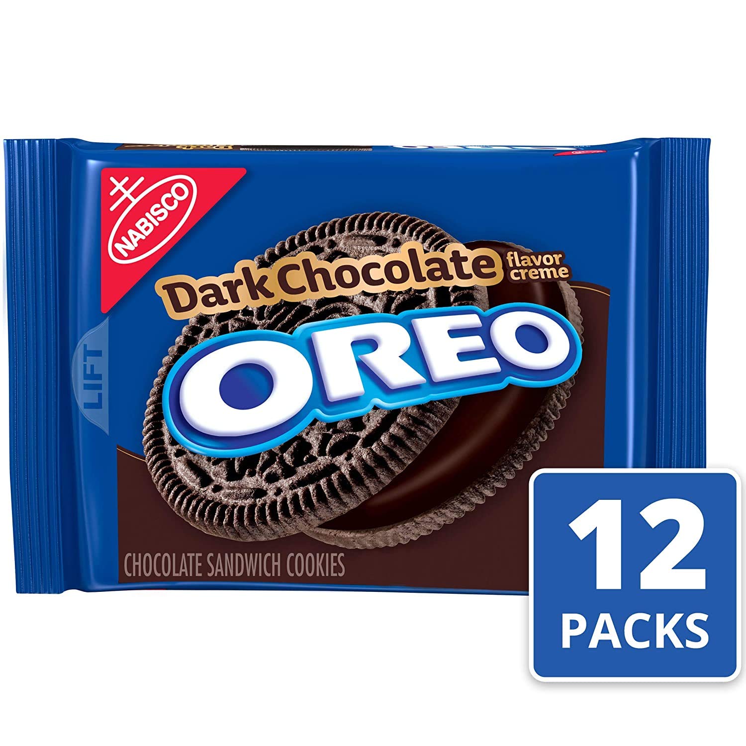 Oreo Dark Chocolate Cookies 12-Pack for Snacks & Desserts