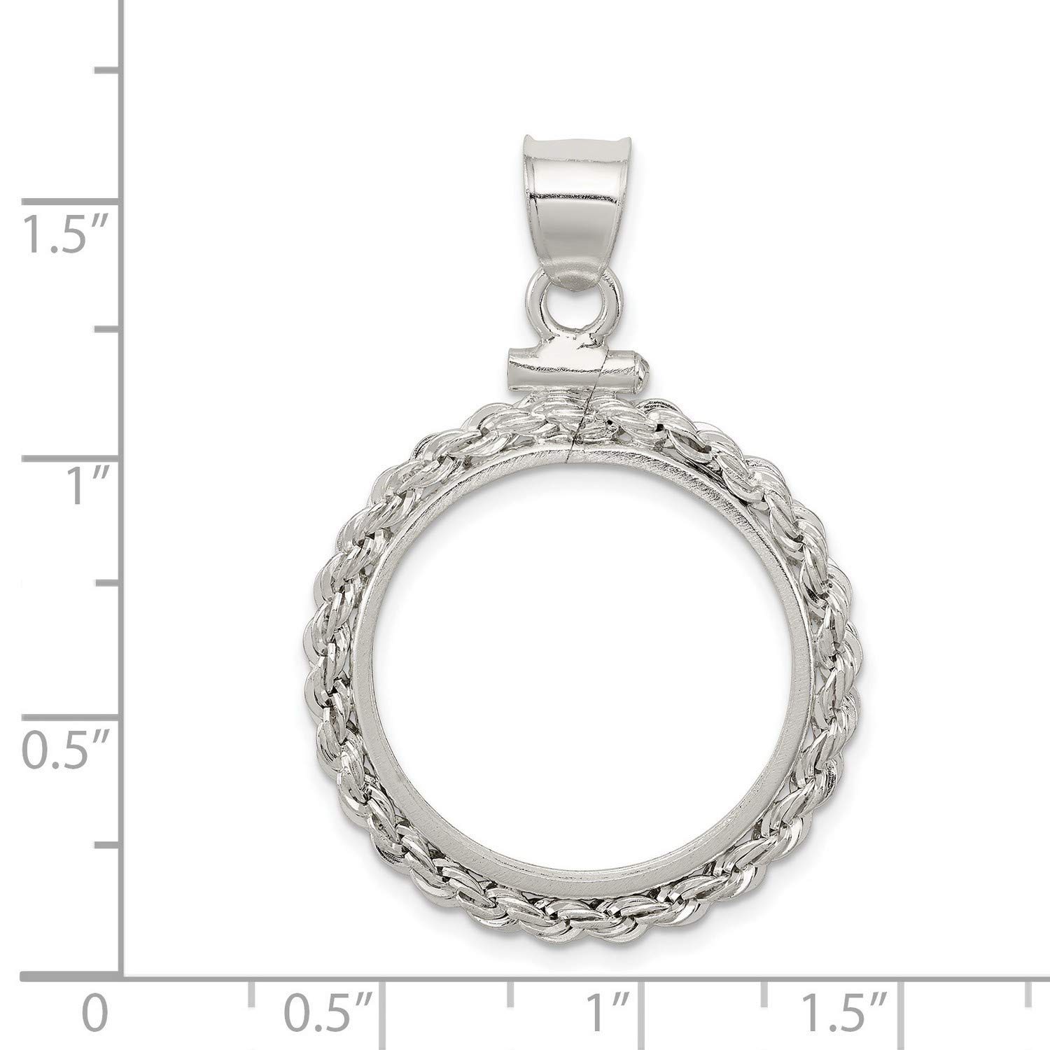 Sterling Silver 21.1x2mm Rope Coin Bezel Pendant - 34x28mm Jewelry for Necklace Making, DIY Crafts & Gift Giving