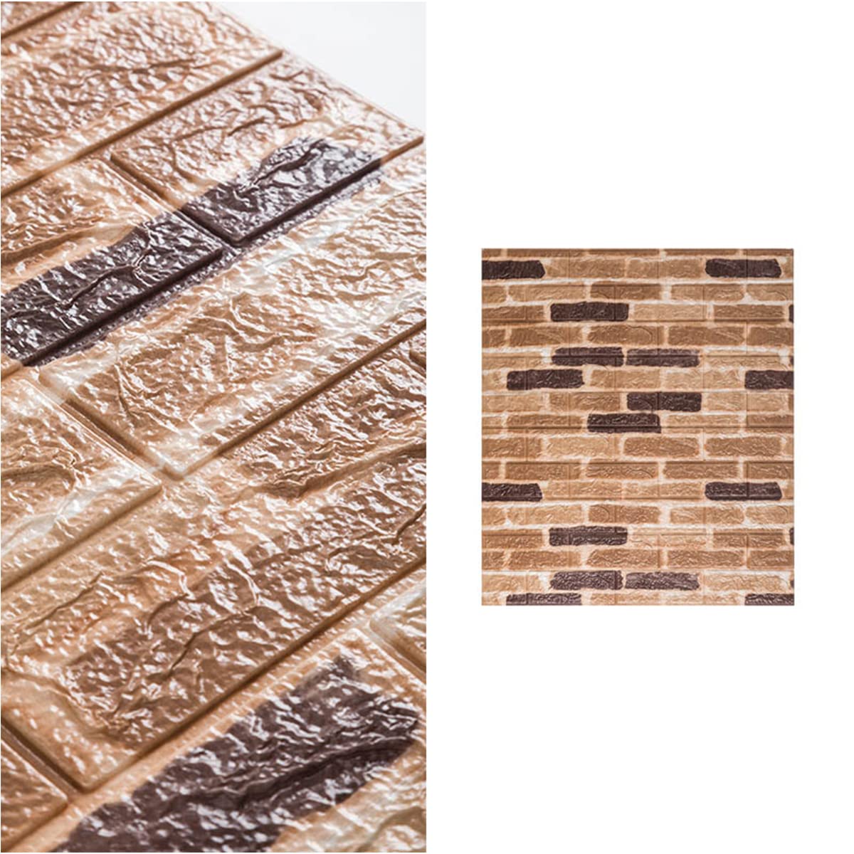 10PCS 3D Brick Wall Stickers - Self-Adhesive Foam Brick Wall Panels, Peel and Stick Waterproof Wallpaper - Removable Interior Wall Decor Tiles for Home, Bedroom, Living Room, Office & Commercial Spaces