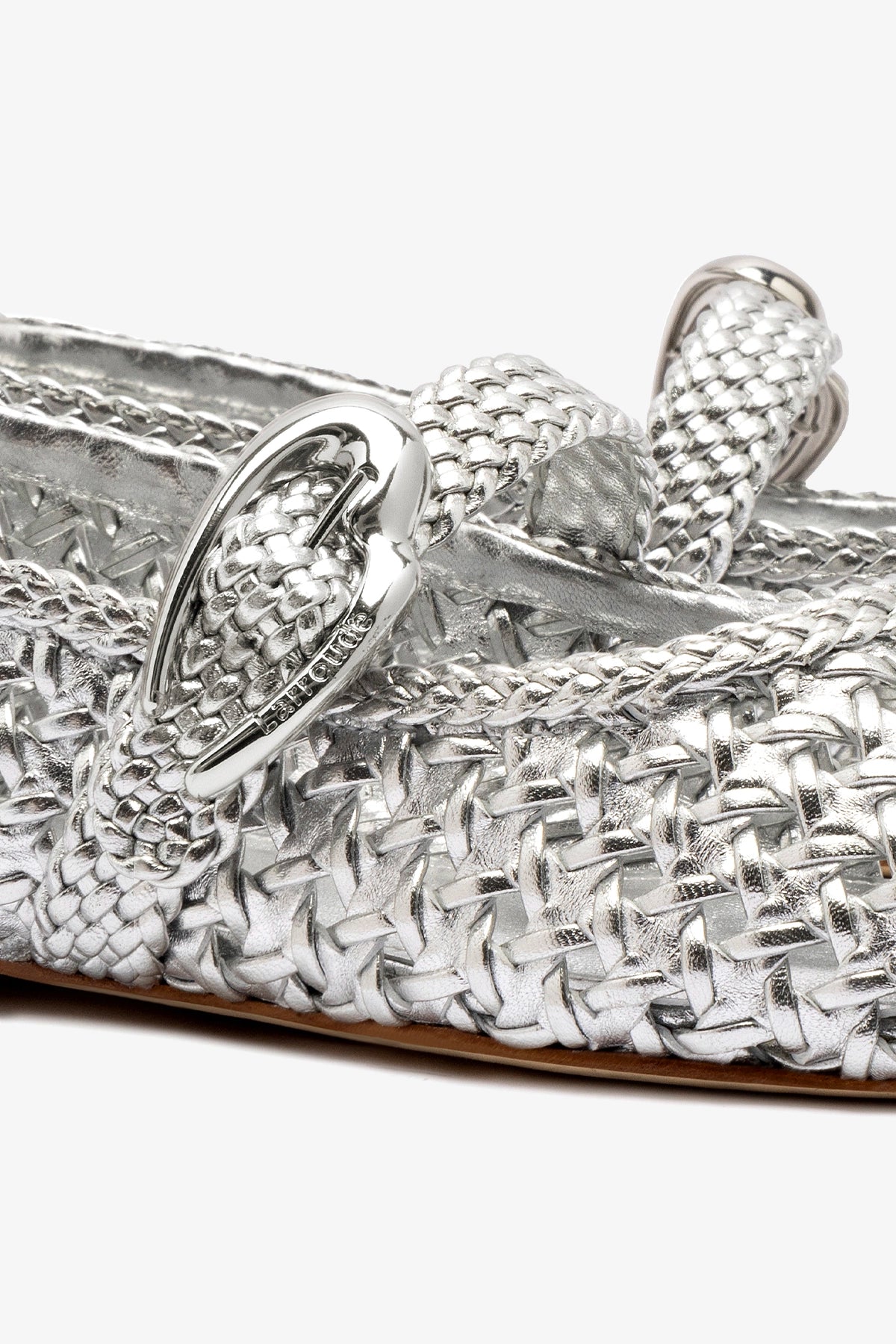 Verona Macrame Ballet Flat Shoes for Women - Silver Metallic Leather Comfortable Slip-On Loafers | Perfect for Casual Wear, Office, and Travel