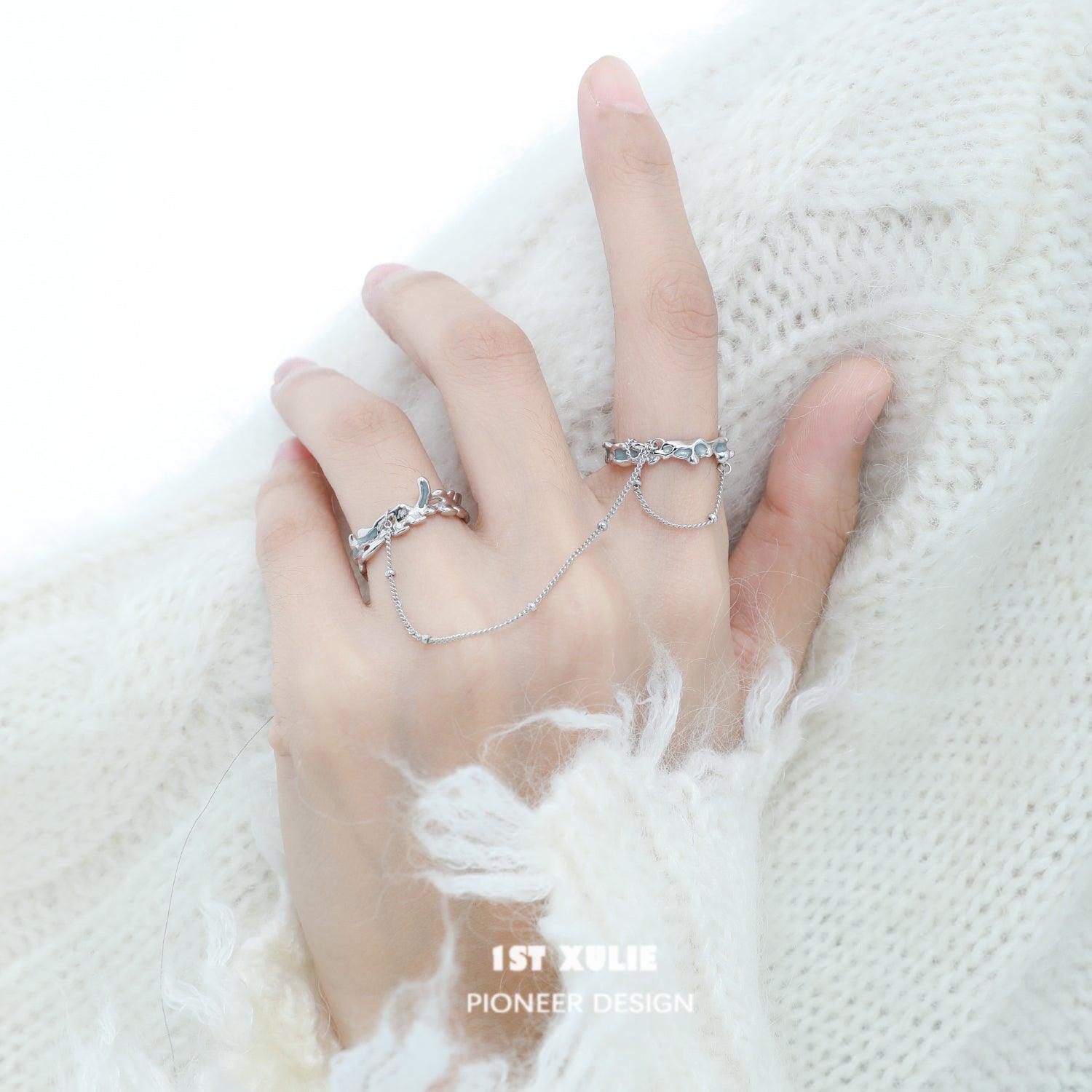 Sterling Silver Chain Rings Set for Women - Elegant Stackable Rings - Perfect for Everyday Wear, Gifts & Special Occasions