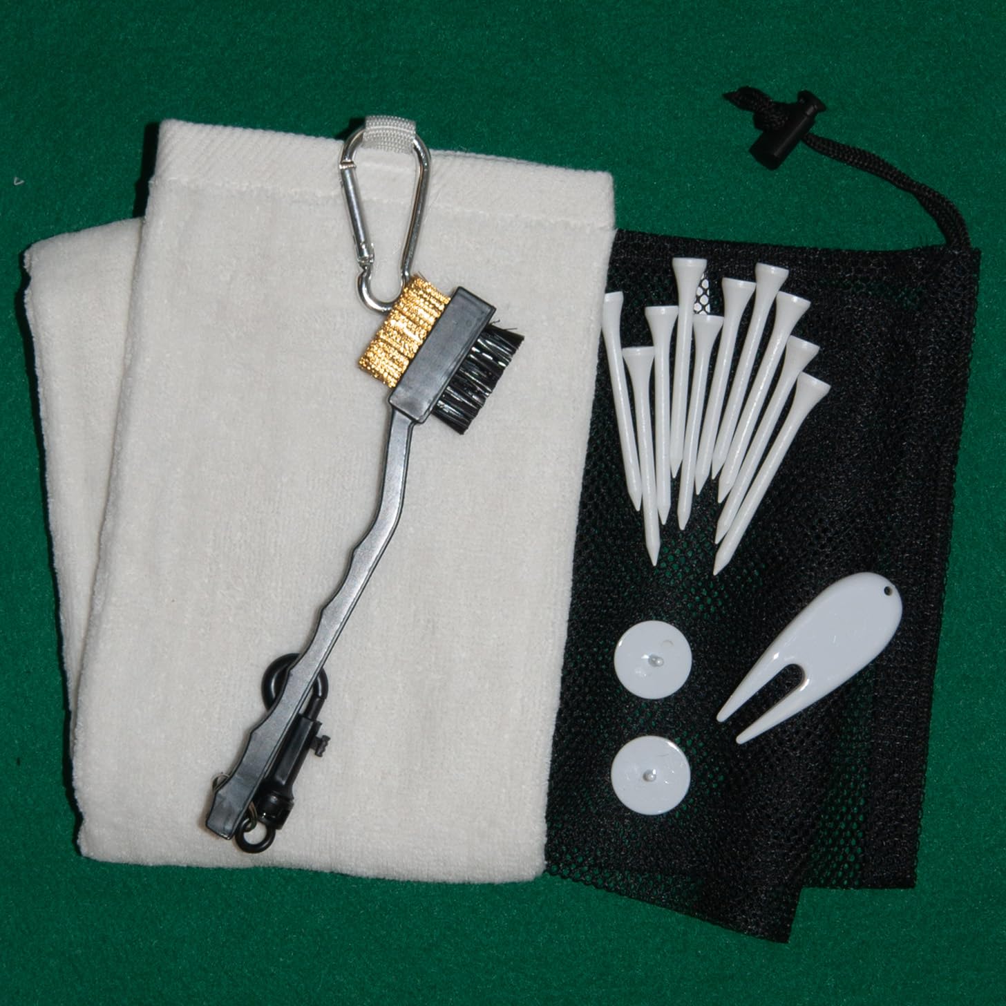 Premium Golf Utility Kit with Towel, Tees, Ball Markers, Divot Tool & Scrub Brush - Complete Golf Accessories Set for Men & Women - Perfect for Driving Range, Course Play & Golf Tournaments
