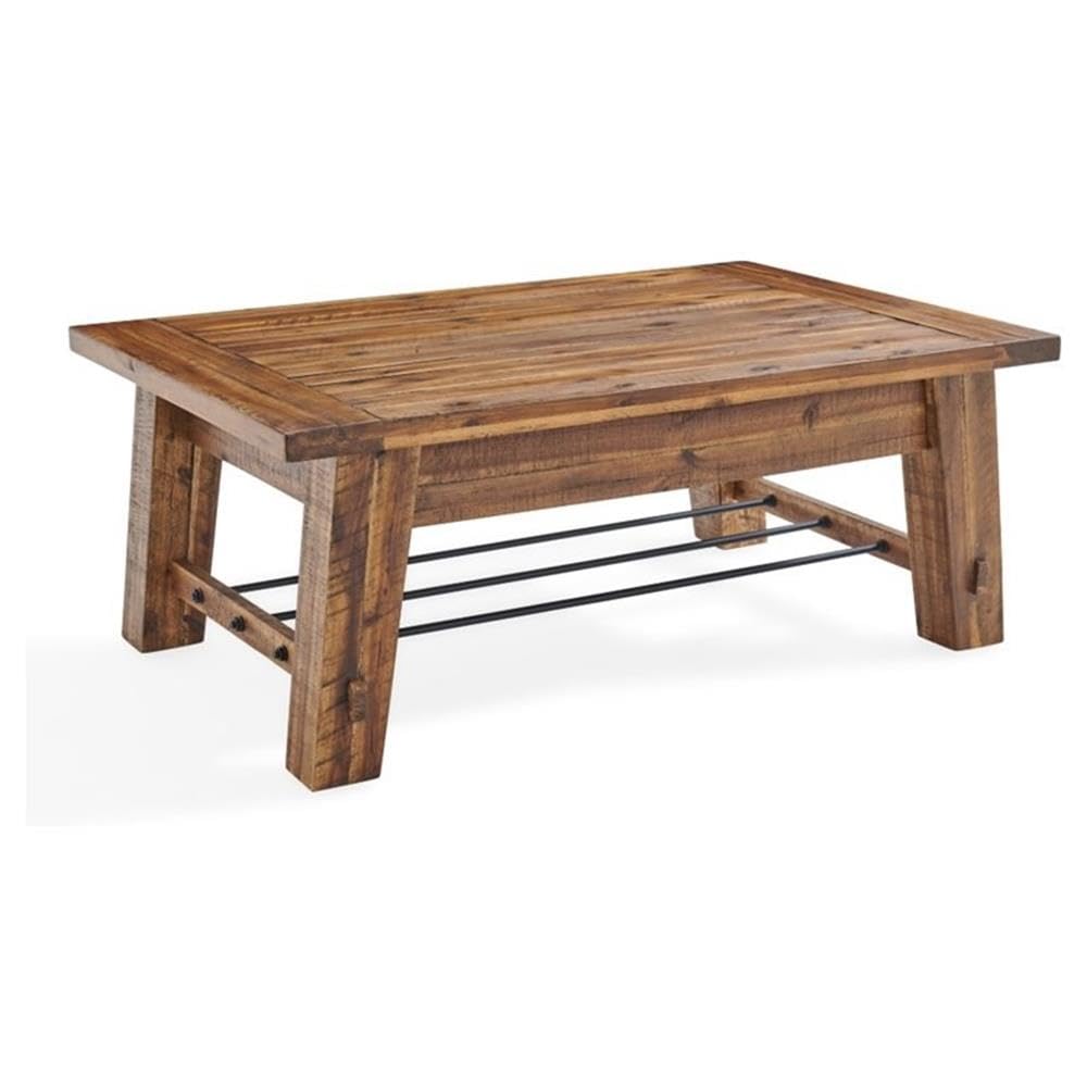 BOWERY HILL 48 Inch Industrial Brown Wood Coffee Table - Rustic Modern Living Room Furniture for Home Decor, Farmhouse Style Center Table with Metal Frame