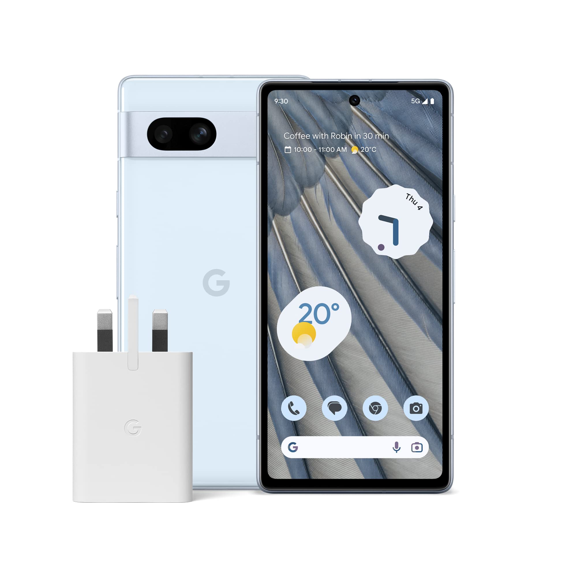 Google Pixel 7a Unlocked 5G Android Smartphone with 30W Fast Charger Bundle - 12MP Wide-Angle Camera, 24-Hour Battery Life, Sea Color (Amazon Exclusive) - Perfect for Travel Photography & Daily Use