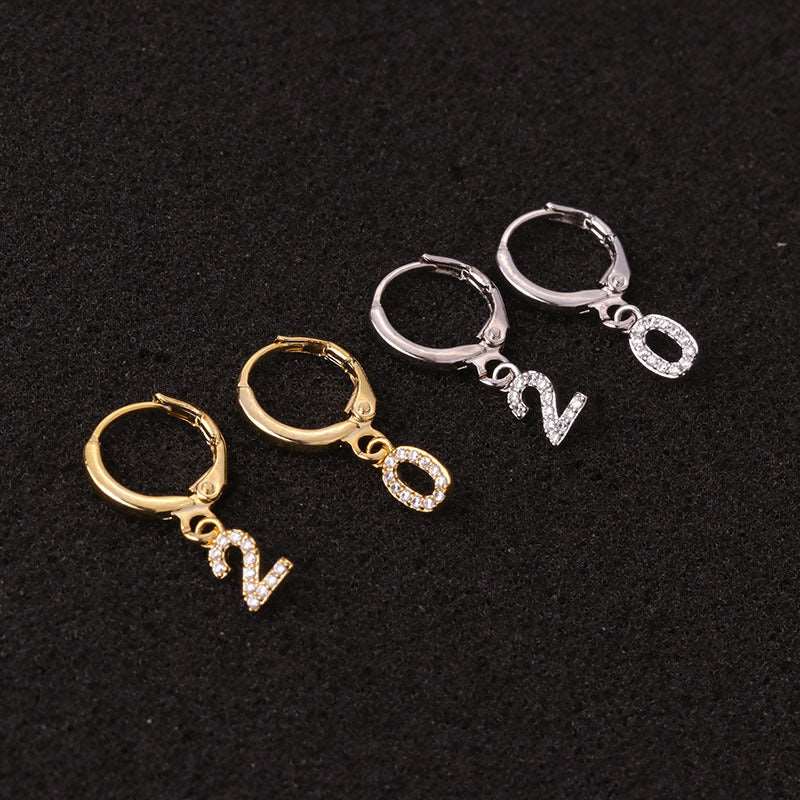 18K Gold Dangle Number Hoop Earrings - Elegant Birthday Gift for Women, Anniversary Present | Perfect for Parties, Weddings & Special Occasions | HSPJ19108