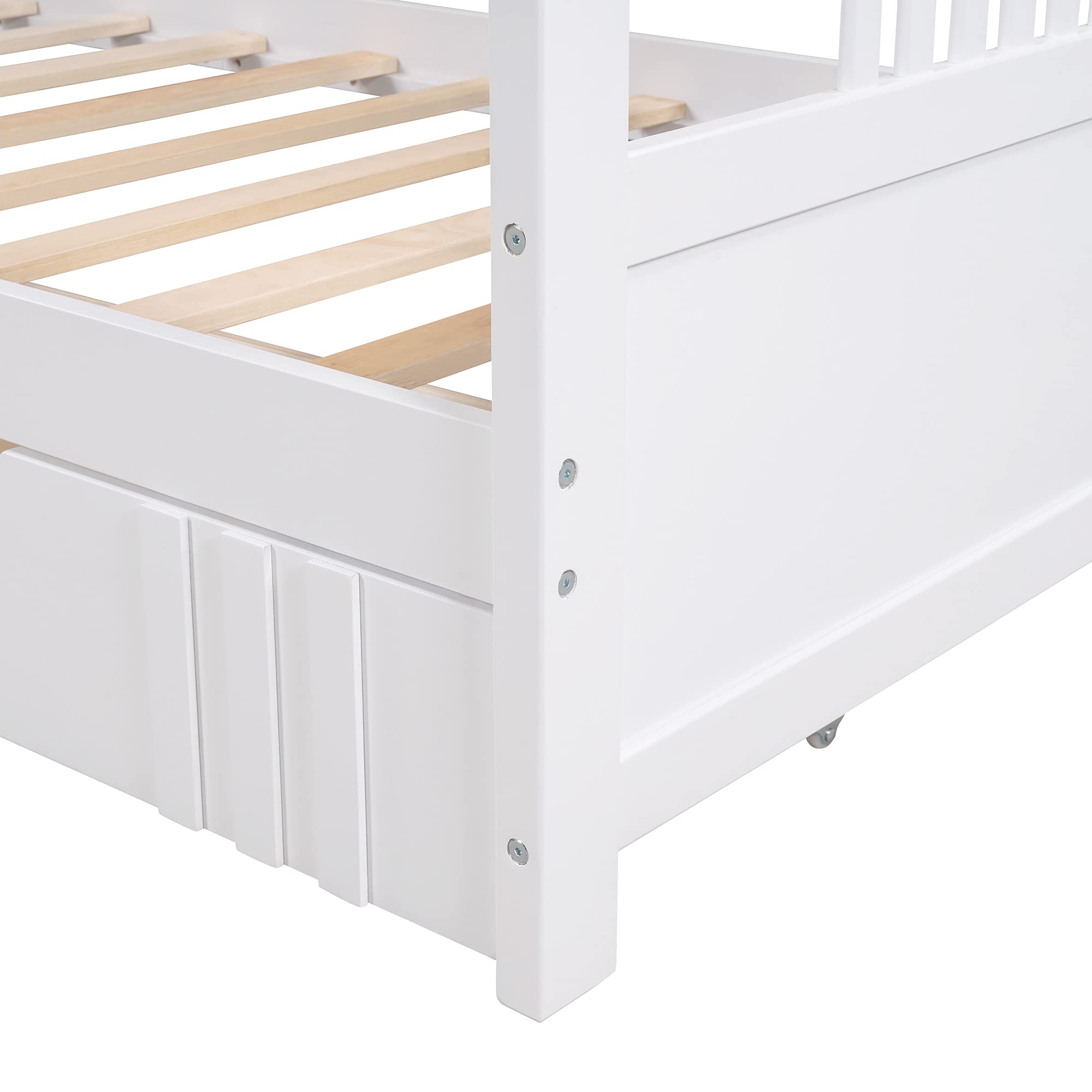 Solid Wood Twin Daybed with 2 Drawers & Slat Support - Sturdy Dual-Use Sofa Bed Frame for Bedroom or Living Room, No Box Spring Needed (White) | Perfect for Guest Rooms, Small Spaces & Home Offices