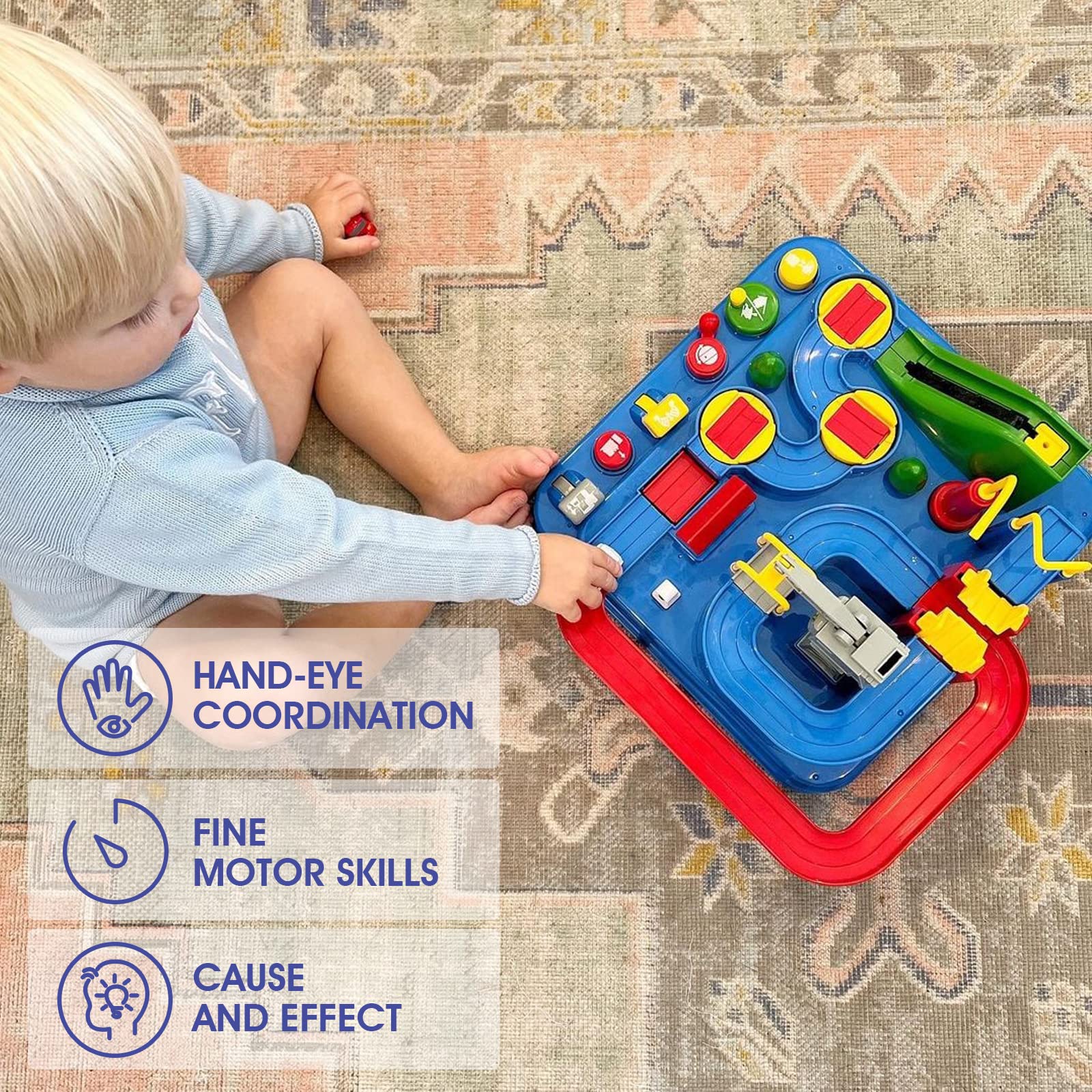 Hahaland Magnetic Race Track Toy Set for 3-4 Year Old Boys - STEM Learning Car & Helicopter Rescue Game with Puzzle Tracks | Montessori Educational Toys for Logical Thinking & Motor Skills Development | Perfect Birthday & Easter Gift for Toddlers