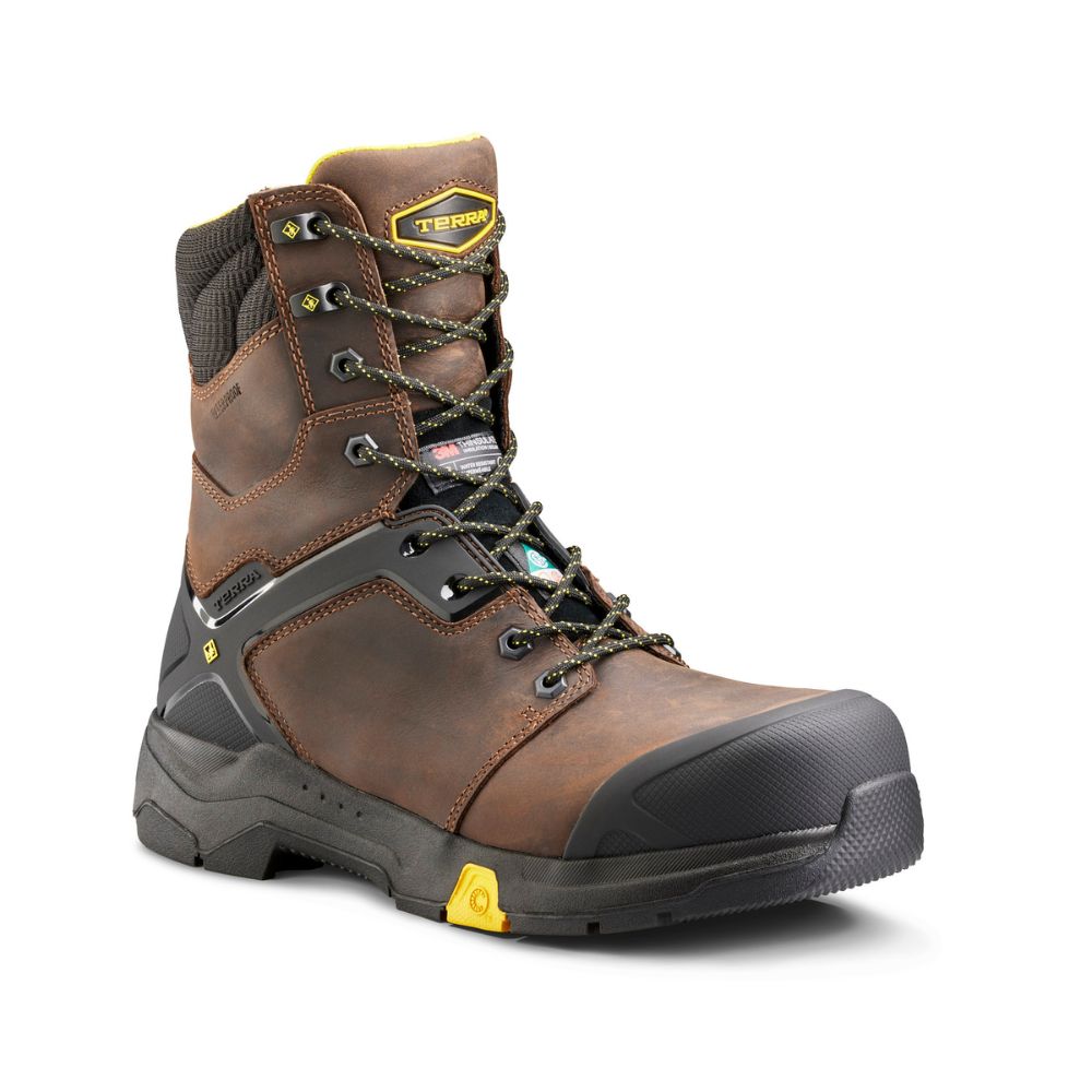 Terra Carbine Men's 8 Inch Composite Toe Waterproof Work Boots - Brown (TR0A4TCRBRN) | Durable Safety Shoes for Construction, Warehouse & Outdoor Work