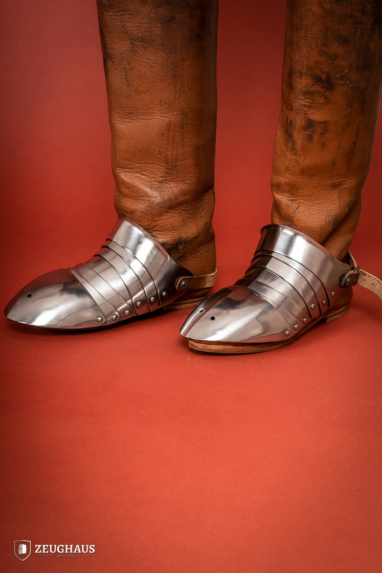 Polished 1.6mm Segmented Sabatons - Medieval Knight Armor Foot Protection for LARP, Cosplay & Historical Reenactment