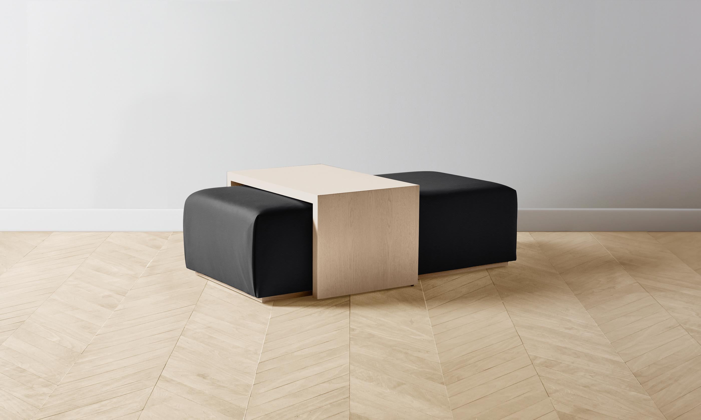 The Bowery Ottoman - Premium Pebbled Leather Storage Bench in Ink Black | Stylish Living Room, Bedroom & Entryway Seating with Hidden Storage