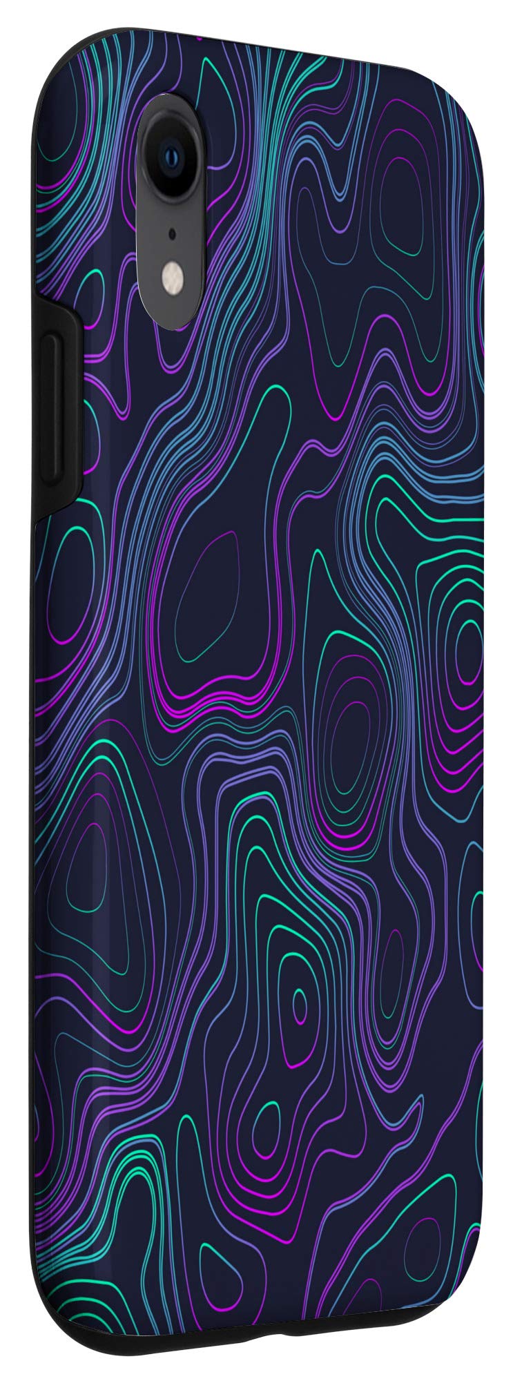 iPhone XR Cyberpunk Style Topo Pattern Phone Case - Durable Protective Cover for iPhone XR - Perfect for Gaming, Travel & Everyday Use