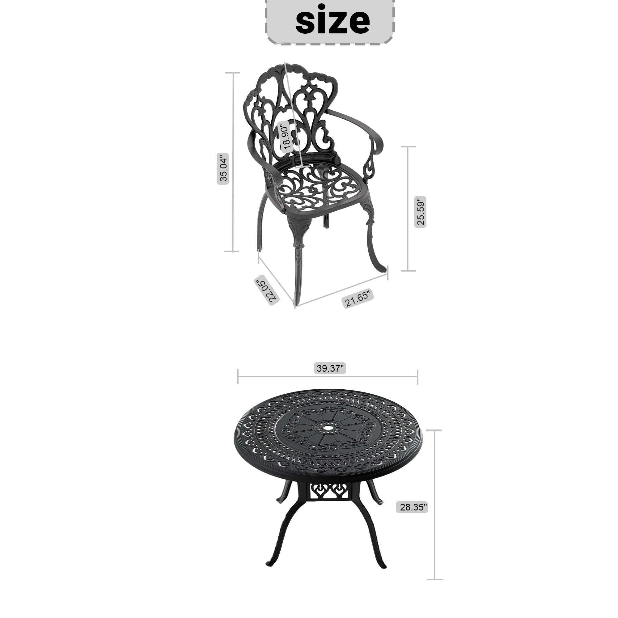 5-Piece Cast Aluminum Patio Furniture Set with Cushions - Outdoor Dining & Lounge Chairs with Weather-Resistant Cushions (Random Colors) - Perfect for Backyard, Garden, Poolside & Patio Relaxation