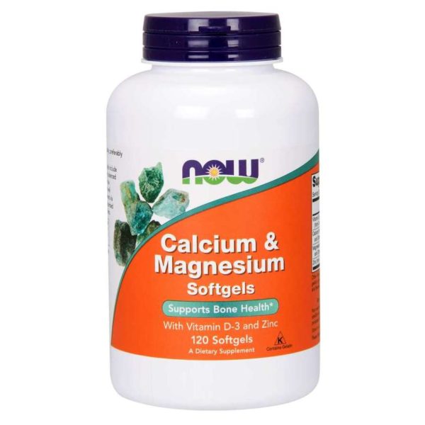 Now Calcium & Magnesium with Vitamin D3 & Zinc Softgels - Supports Bone Health & Immune System - 120 Count - Ideal for Adults & Seniors for Stronger Bones & Joint Support
