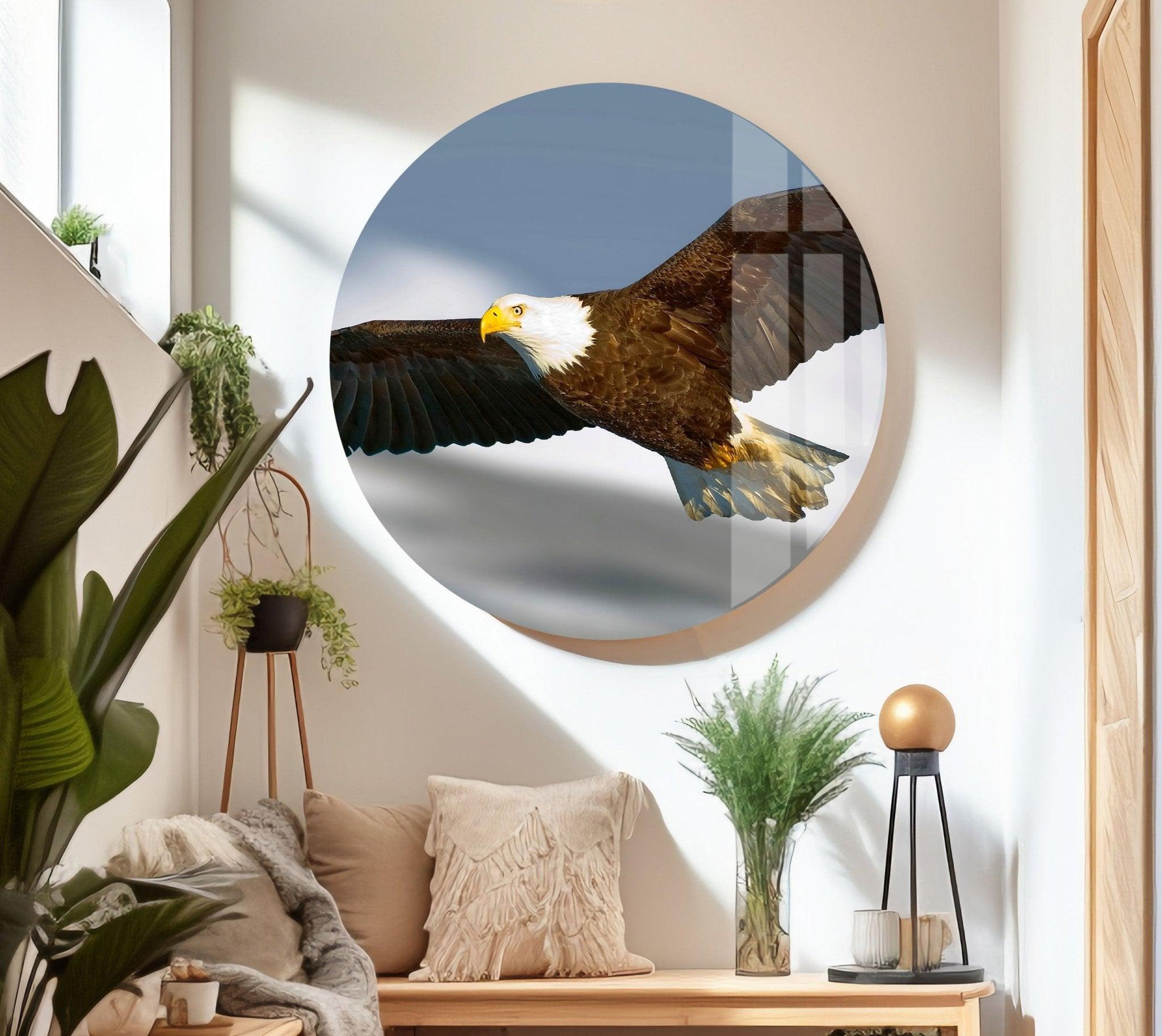 American Eagle Glass Wall Art - Handcrafted Home Decor for Living Room, Office & Gifts | Patriotic Eagle Design for Wall Display