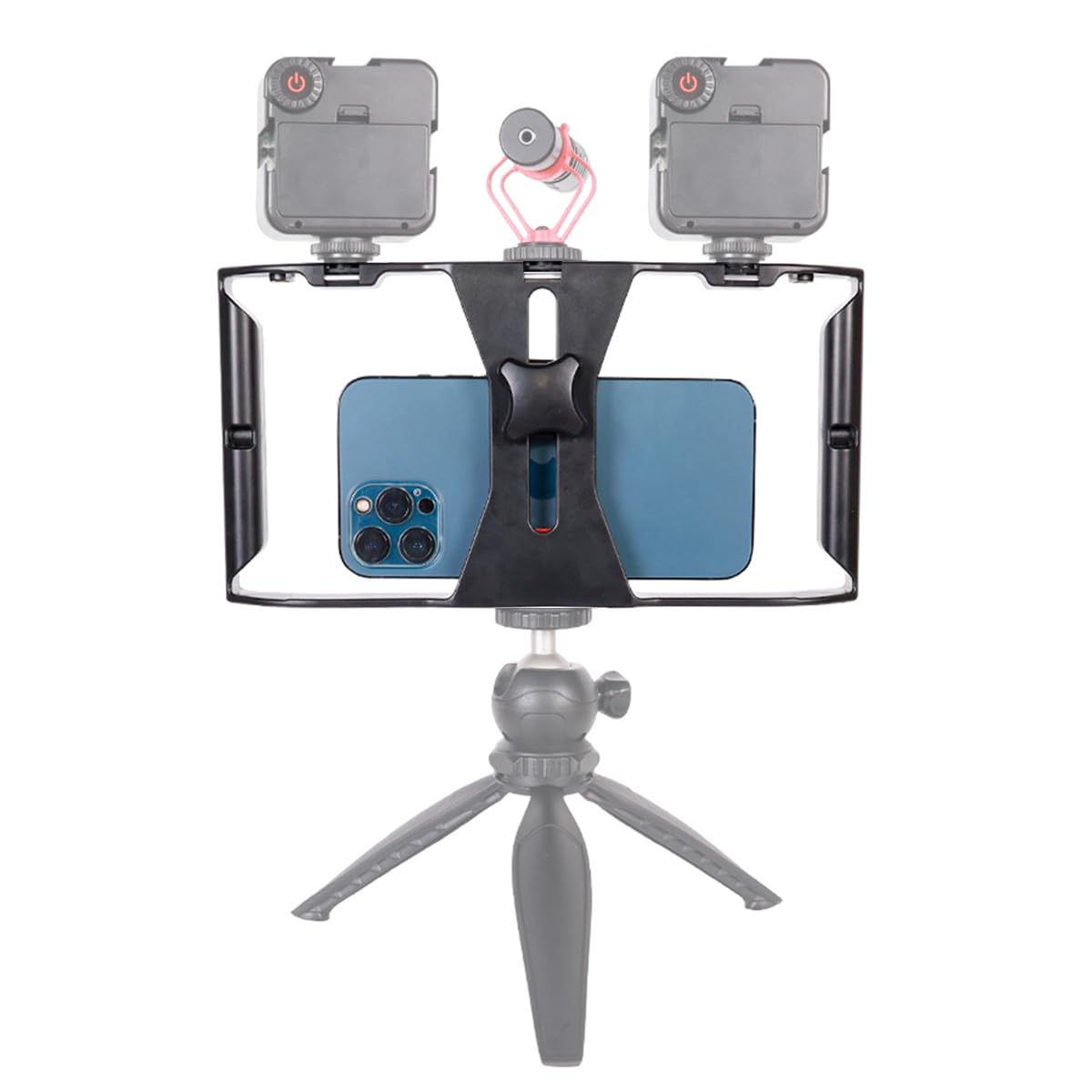 Professional Phone Cage for iPhone 16 Pro Max & Android - Universal Video Rig with Cold Shoe Mounts & 1/4