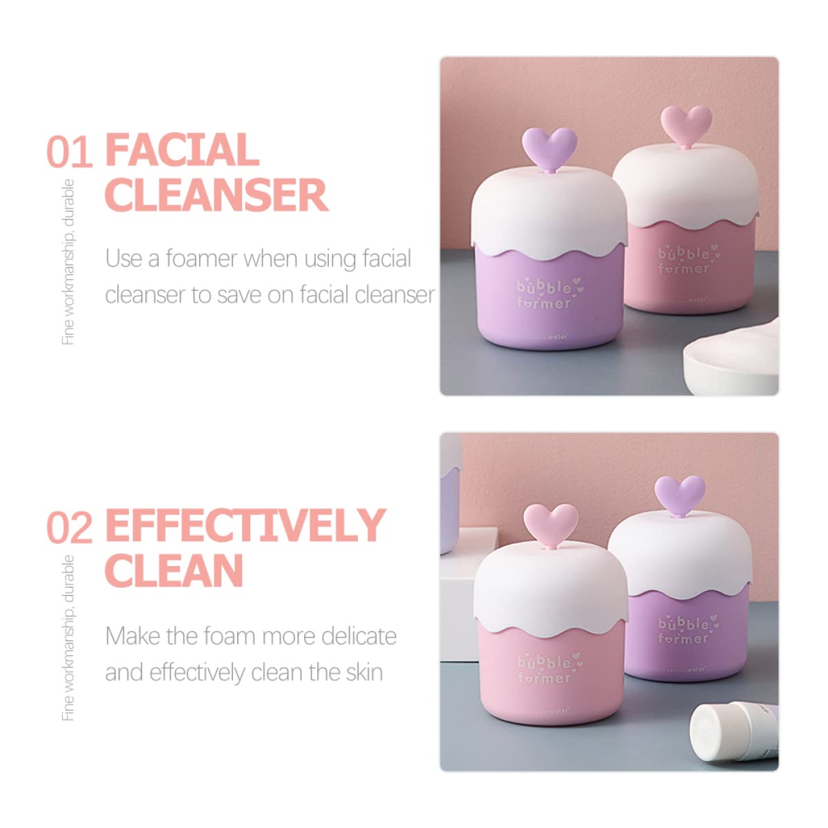 LALAFINA 3-Piece Push Beauty Bubble Maker Set - Facial Foam Cup, Face Wash Foamer, Skincare Foam Cleaner & Milk Frother - Hand Pressure PP Foam Whip Maker for DIY Skincare & Coffee Foam