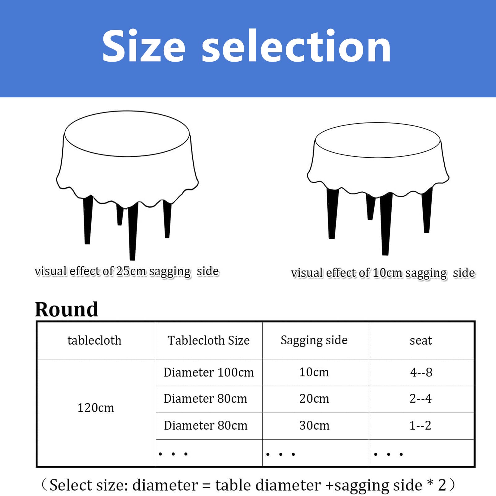 Round Vinyl Tablecloth 220cm Diameter - Waterproof Wipeable Plastic Table Cover for Indoor & Outdoor Use - Perfect for Patio, Garden, Dining Room and Party Decorations