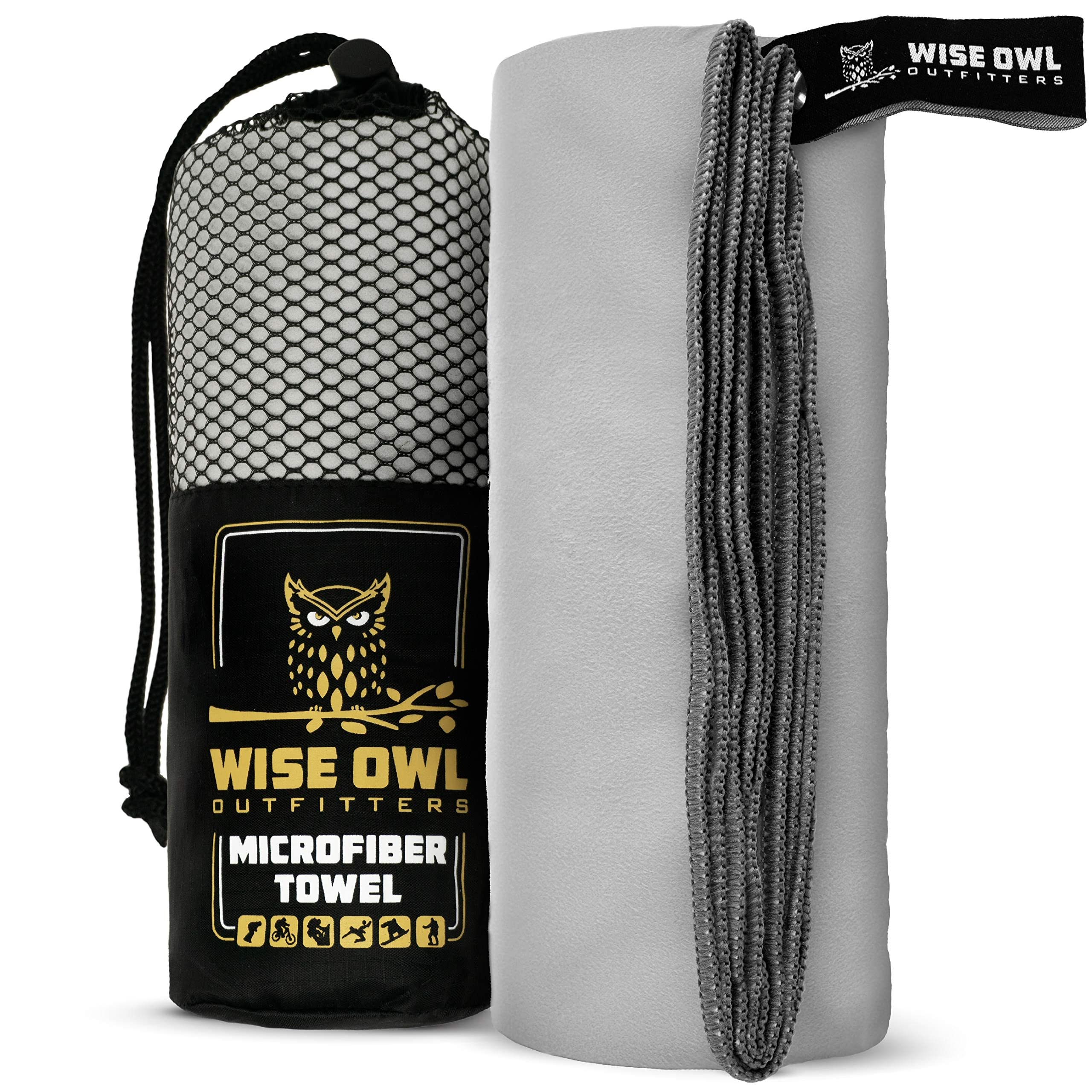 Wise Owl Outfitters Ultra Soft Compact Quick Dry Microfiber Camping Travel Towel - Fast Drying Lightweight for Fitness, Beach, Hiking, Yoga, Sports & Backpacking - Perfect for Outdoor Adventures, Gym Workouts and Travel Essentials