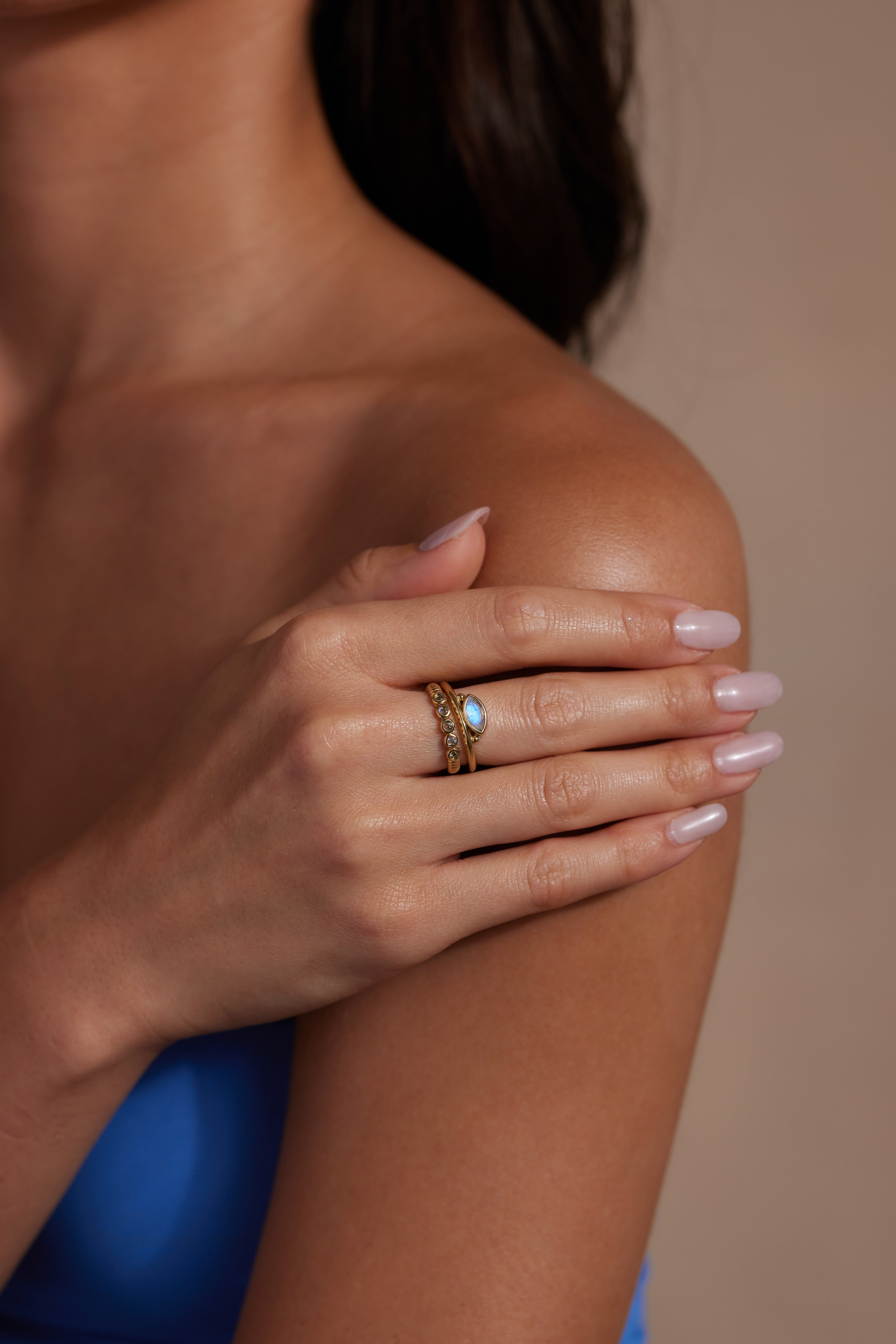 Natural Moonstone Gold Stacker Ring - Elegant Stackable Jewelry for Women | Perfect for Layering & Everyday Wear