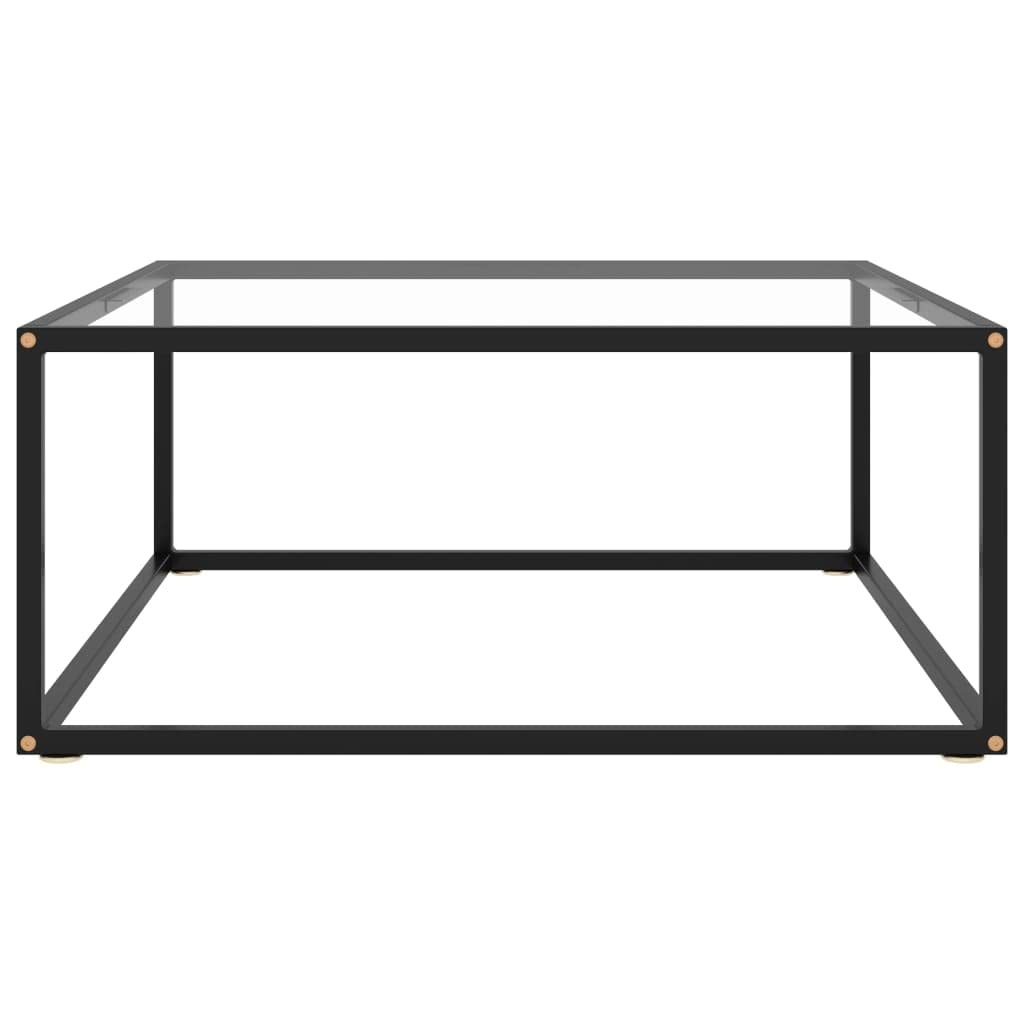 Modern Black Coffee Table with Tempered Glass - 31.5