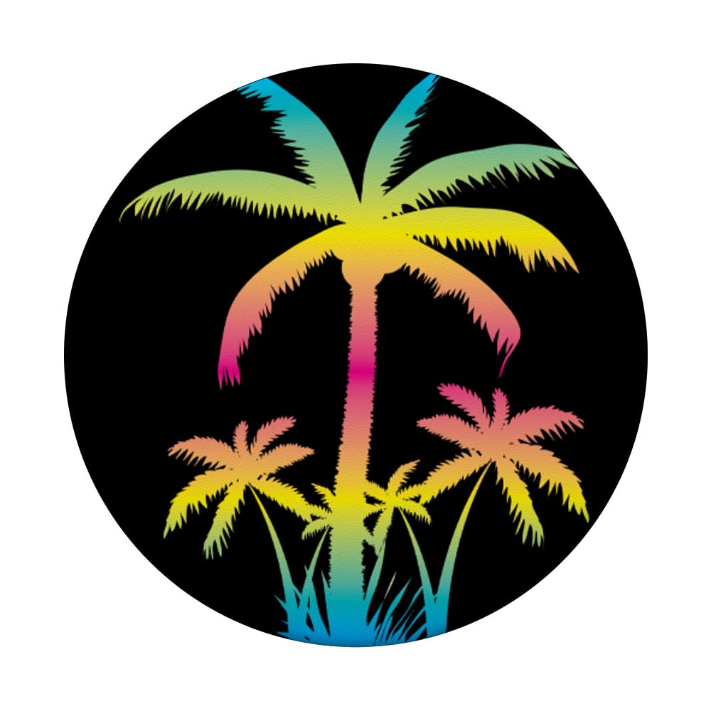 Palm Tree Summer Travel Beach Rainbow PopSocket Standard PopGrip - Perfect for Phones, Tablets & Vacation Selfies