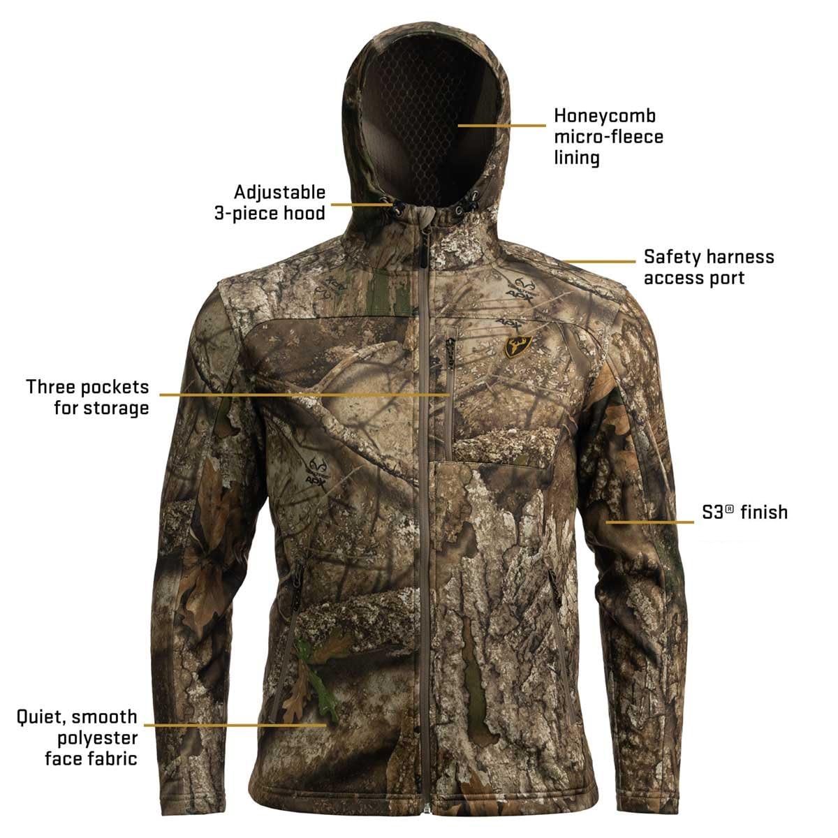 ScentBlocker Shield Series Silentec Midweight Camo Hunting Jacket for Men - Odor Control & Quiet Performance for Deer Hunting & Outdoor Adventures