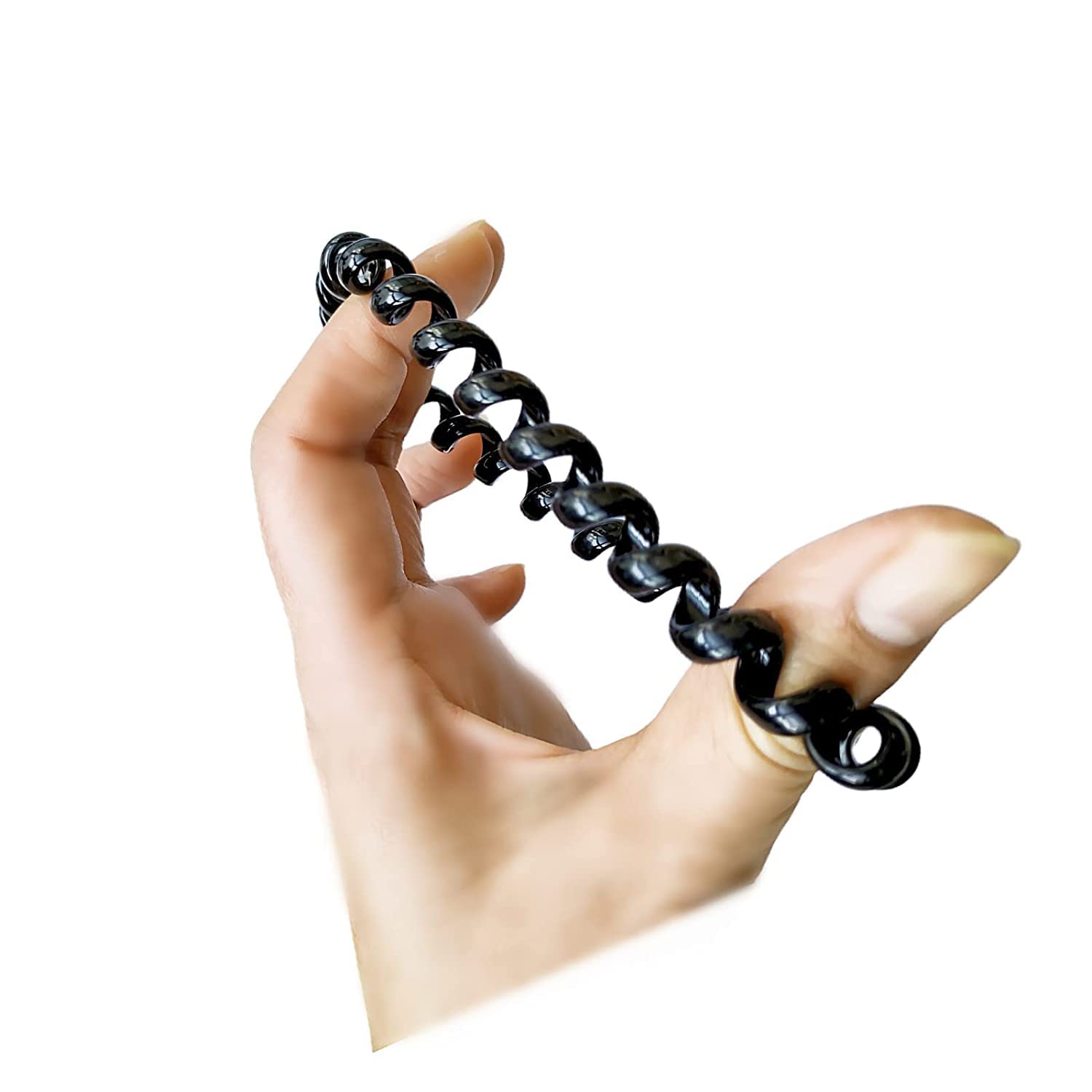EPARTY 12PCS Spiral Hair Ties for Women - No Crease, Traceless Elastic Coil Hair Bands, Soft Ponytail Holders for Girls (Black) | Perfect for Workouts, Yoga, Office & Everyday Hairstyles