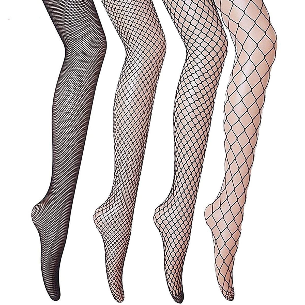 Sexy Fishnet Stockings for Women - Black Mesh Tights (4 Pairs) for Party & Date Night