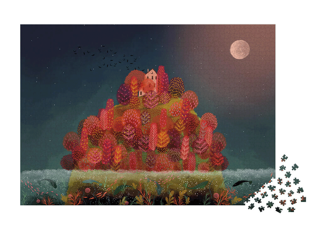 Janod 2000-Piece Red Autumn Puzzle for Adults – Challenging Jigsaw Puzzle with Vibrant Fall Colors, Perfect for Family Game Night & Relaxation