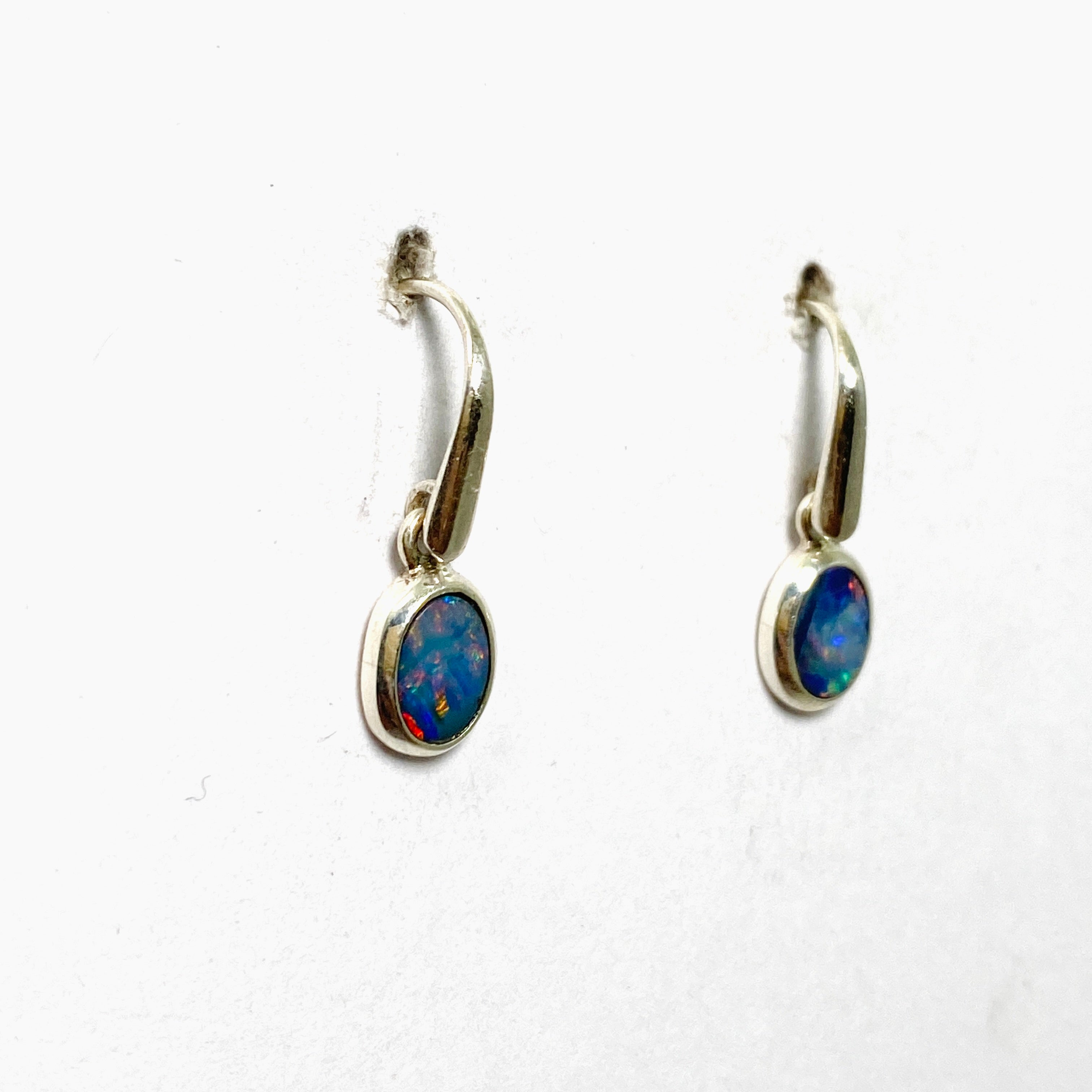 Natural Opal Doublet Oval Cabochon Earrings - Lightning Ridge Australian Opal Jewelry for Women - Perfect for Weddings, Parties & Special Occasions