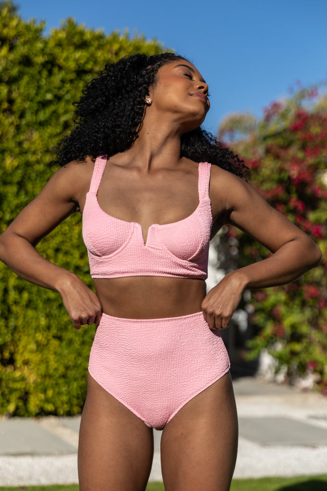 Summer Oasis Light Pink High Waisted Bikini Bottoms - Sexy Swimwear for Women, Tummy Control Bathing Suit, Comfortable Beachwear | Perfect for Pool Party, Vacation & Tropical Getaways