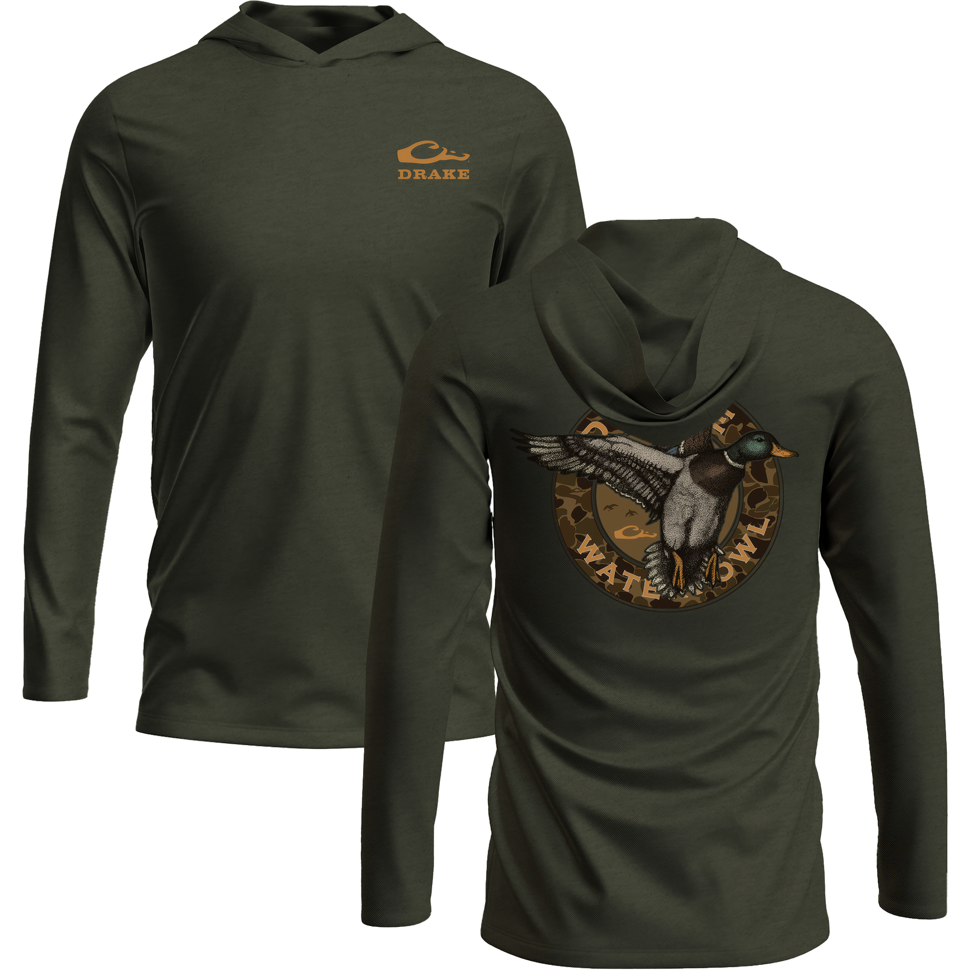 Circle Mallard Long Sleeve Graphic Hoodie T-Shirt for Men & Women | Vintage Duck Print Pullover Sweatshirt | Casual Streetwear for Fall & Winter