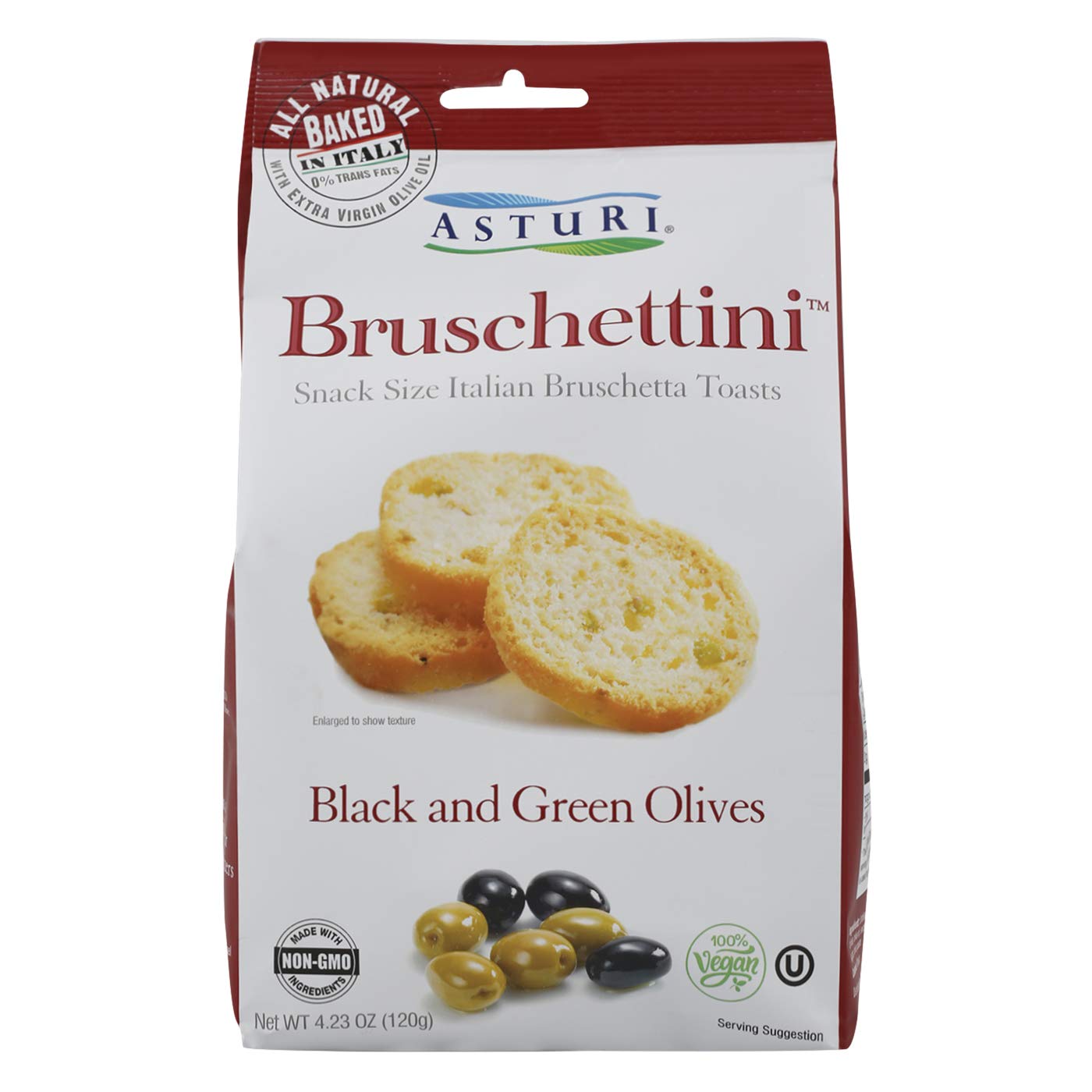 Asturi Bruschettini - Premium Black & Green Olives, 4.23oz (120g) | Perfect for Charcuterie Boards, Appetizers & Italian Cuisine