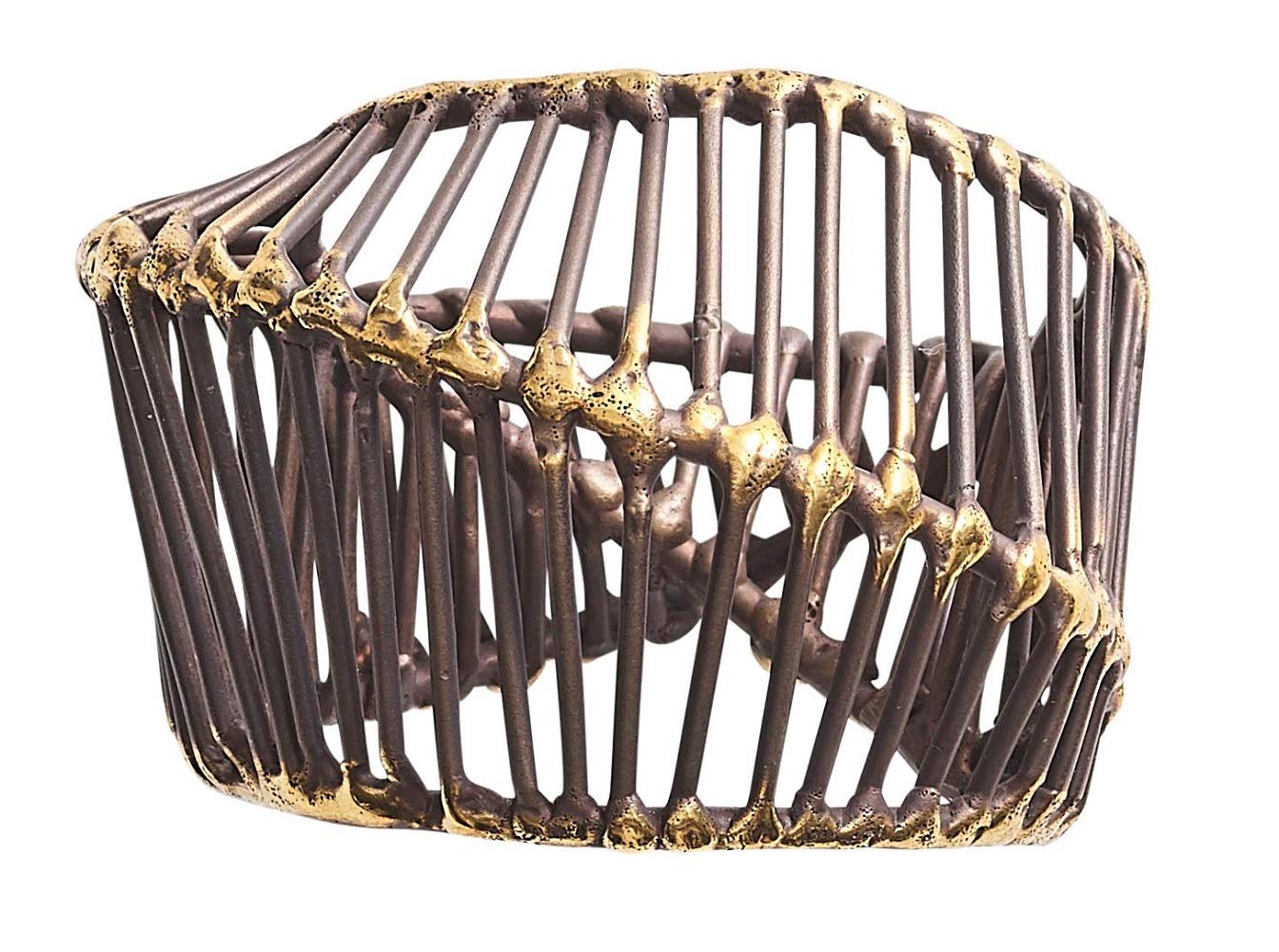 Kim Seybert Luxury Cage Napkin Rings Set of 4 - Gold and Black Elegant Tableware for Fine Dining & Wedding Decor