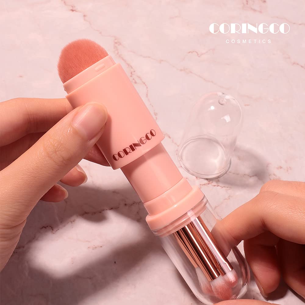 Mini Makeup Brushes Travel Set - Portable Capsule Brushes with LED Mirror | Multifunctional Eyebrow, Eyeshadow, Powder & Blush Brushes | Perfect for On-the-Go Makeup & Travel Essentials