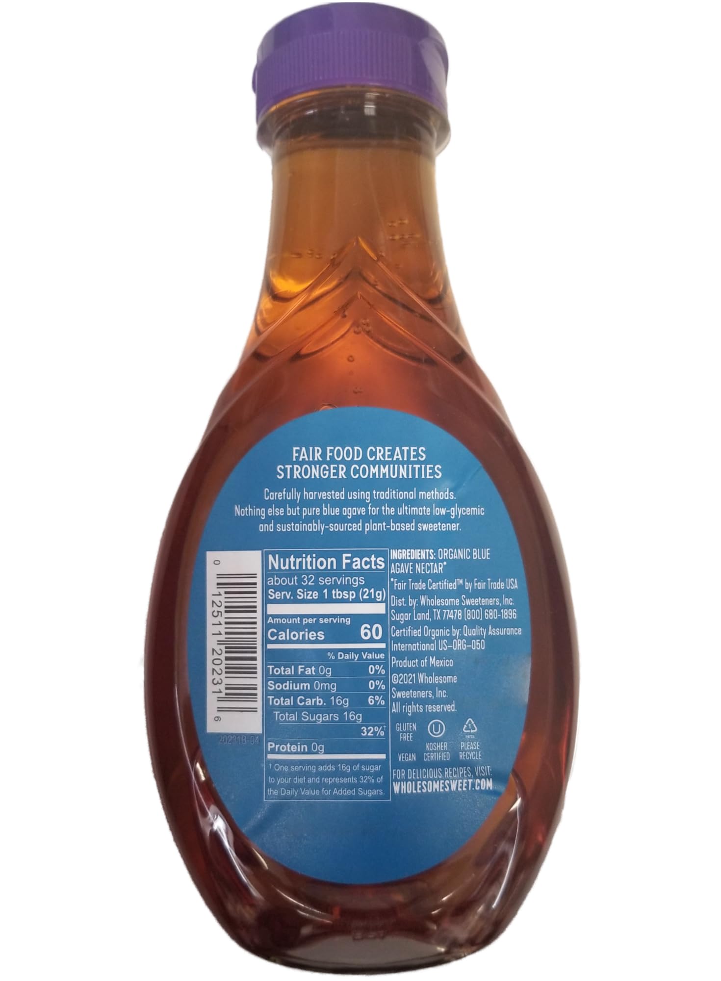 Organic Blue Agave Nectar Syrup - Low Glycemic Natural Sweetener, Gluten Free, Non-GMO, 23.5 fl oz (Pack of 3) with Measuring Spoons - Perfect for Coffee, Tea, Baking & Healthy Recipes