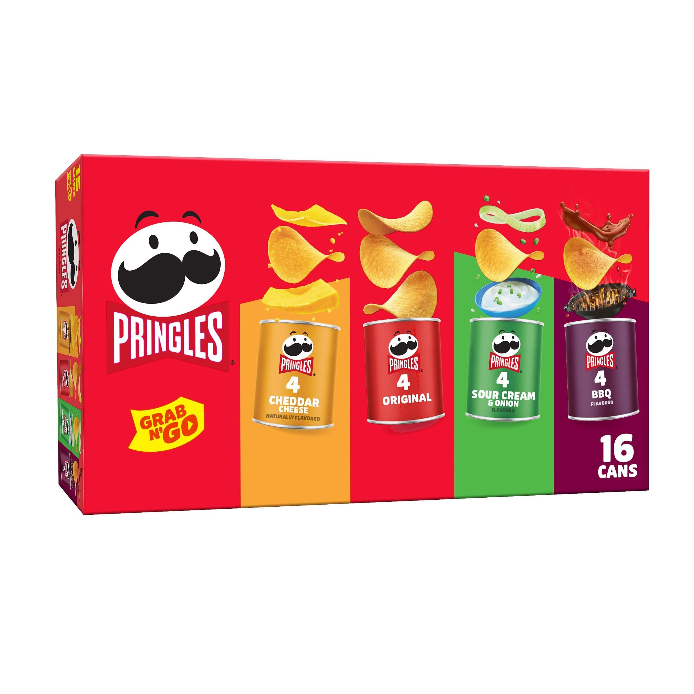 Pringles Potato Crisps Chips Variety Pack - 16 Cans of Assorted Flavors | Crunchy Snacks for Lunch, Office, School & On-the-Go | Perfect for Parties, Road Trips & Movie Nights