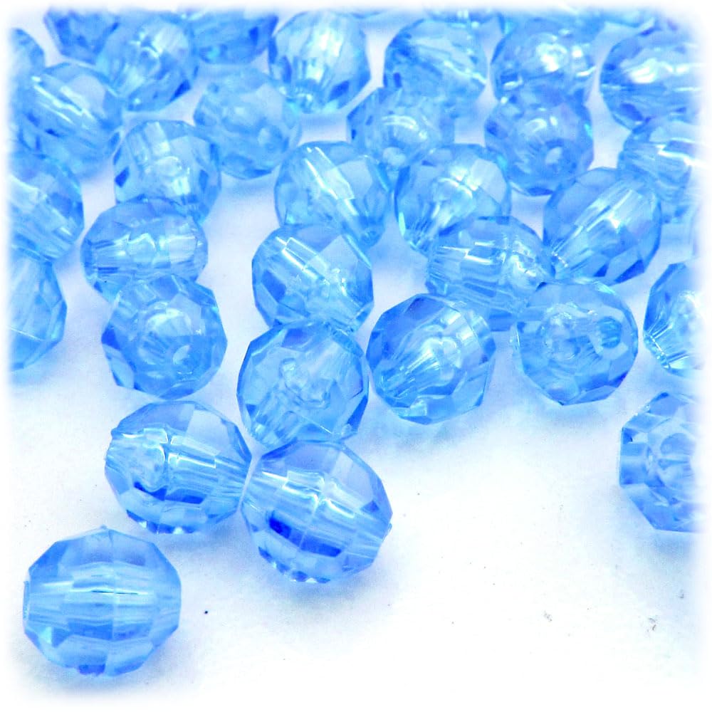100pc Faceted Plastic Transparent Round Beads 12mm Light Blue for Jewelry Making, DIY Crafts, Bracelets & Necklaces - Perfect for Scrapbooking, Home Decor and Gift Projects